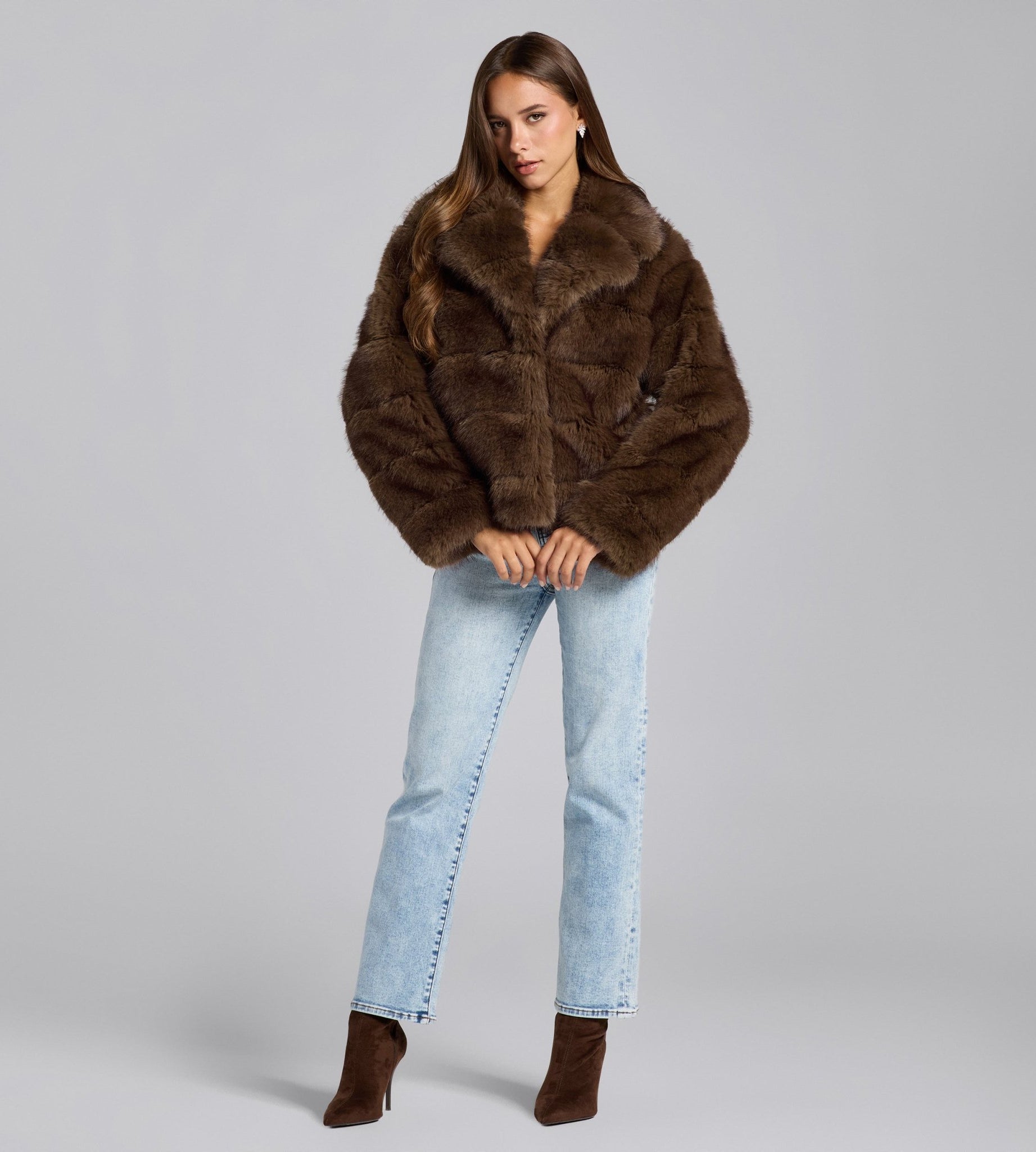 Brown Faux Sable Fur Jacket - shopaleena