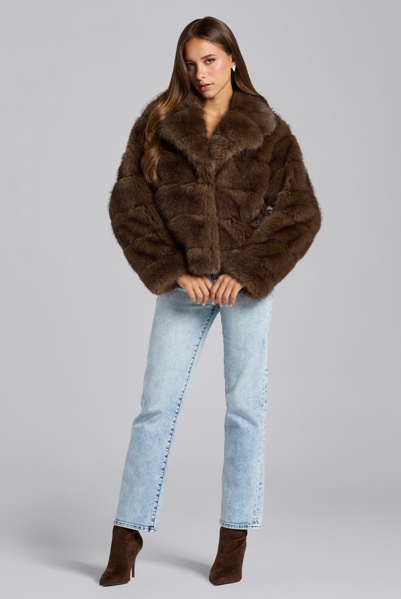 Brown Faux Sable Fur Jacket - shopaleena