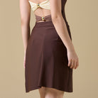 Brown Knee Length Swim Skirt - shopaleena