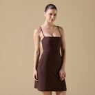 Brown Knee Length Swim Skirt - shopaleena