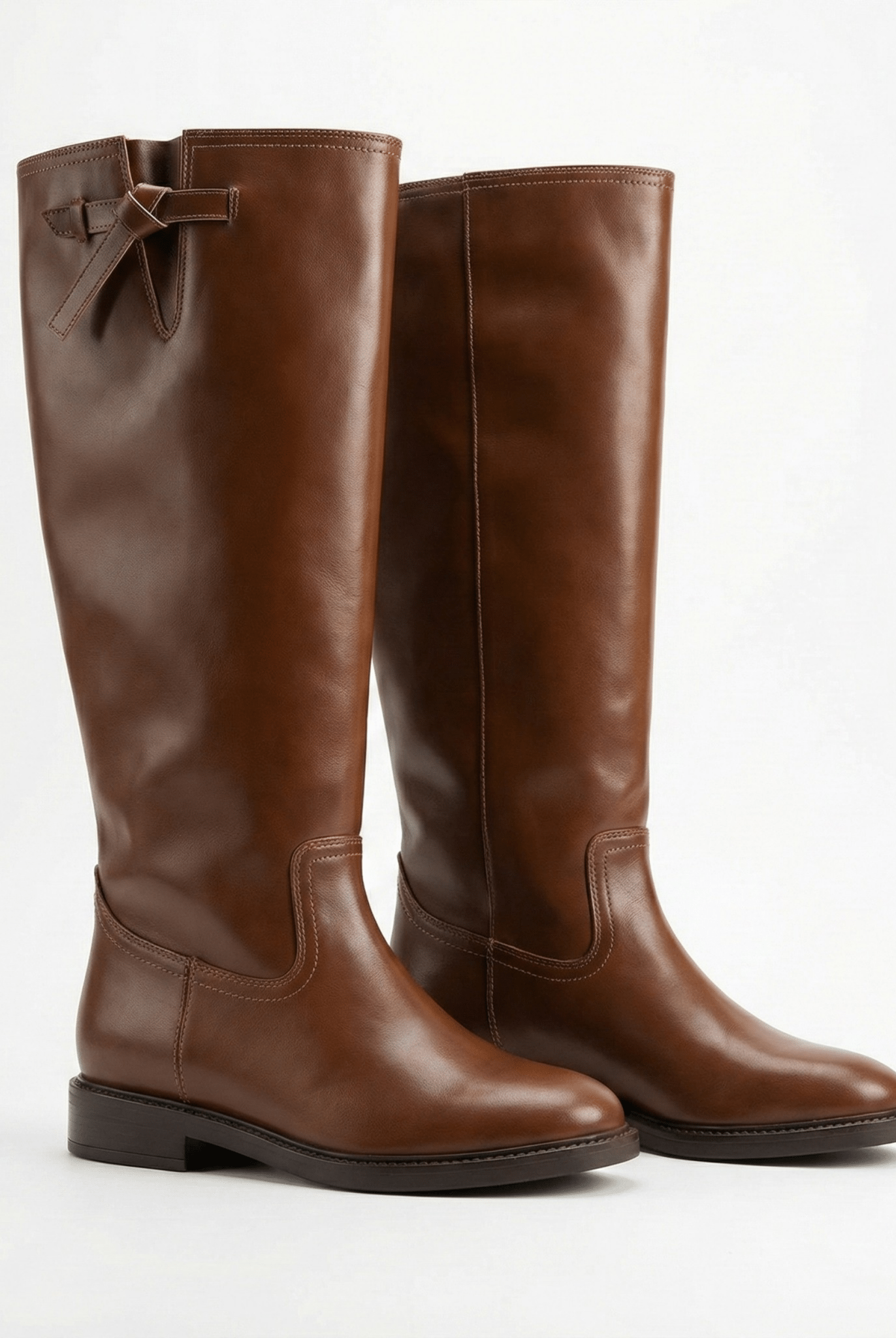 Brown Leather Knee - High Boots - shopaleena