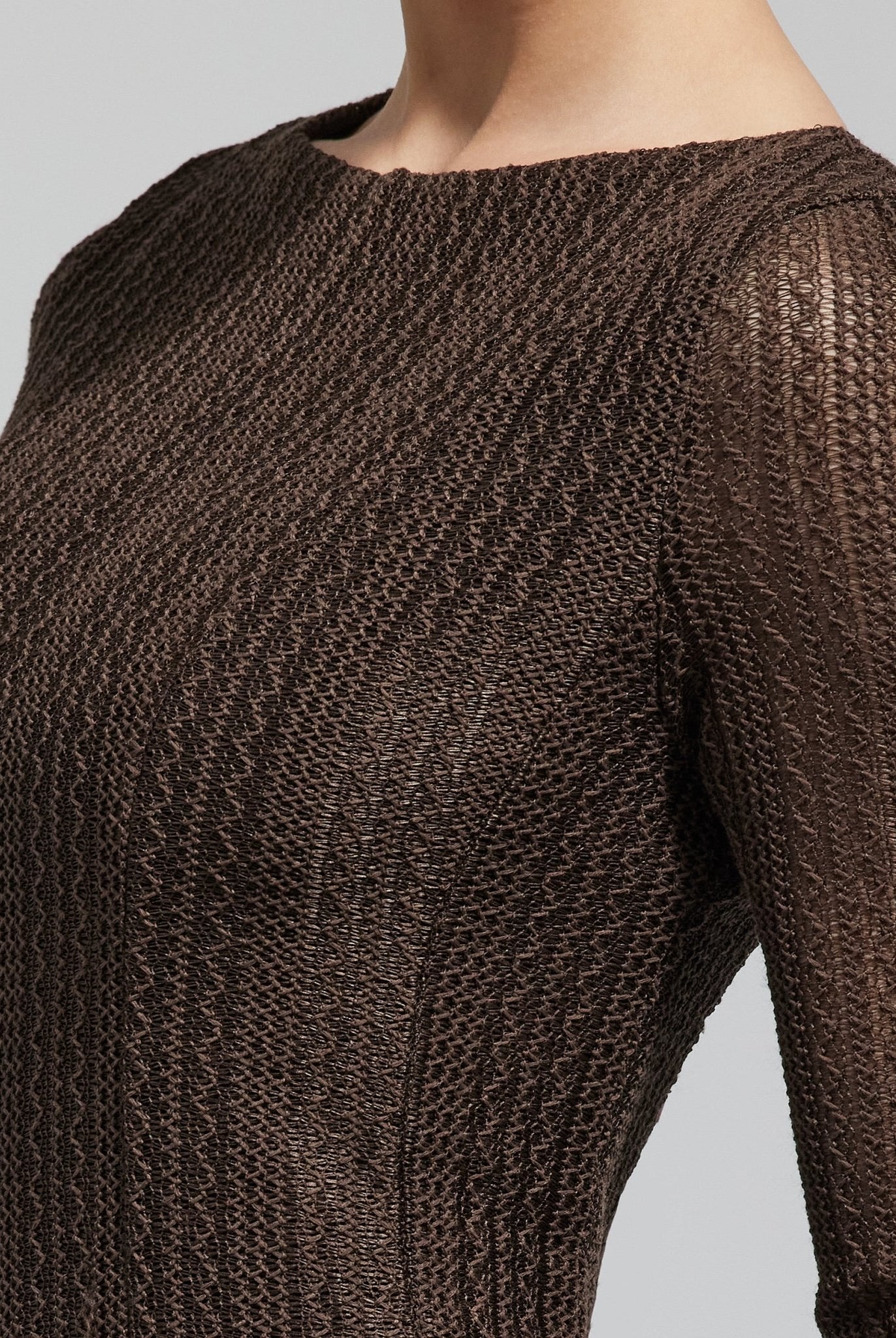 Brown Long Sleeves Godet Maxi Dress - shopaleena