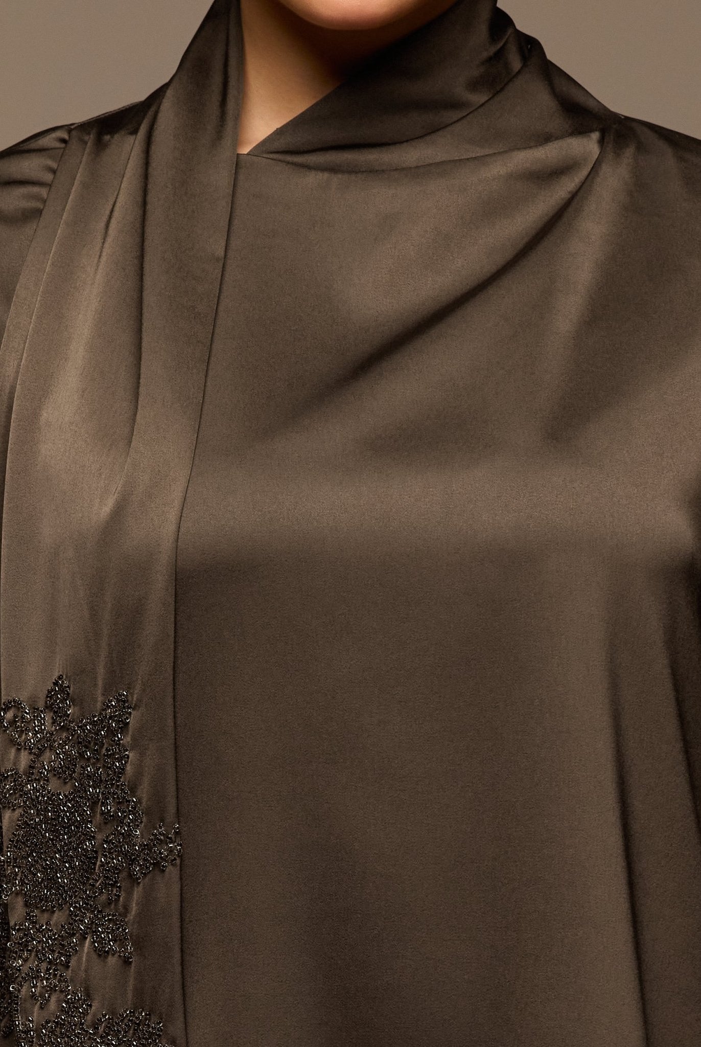 Brown Loose Fit Long Sleeve Satin Blouse - shopaleena