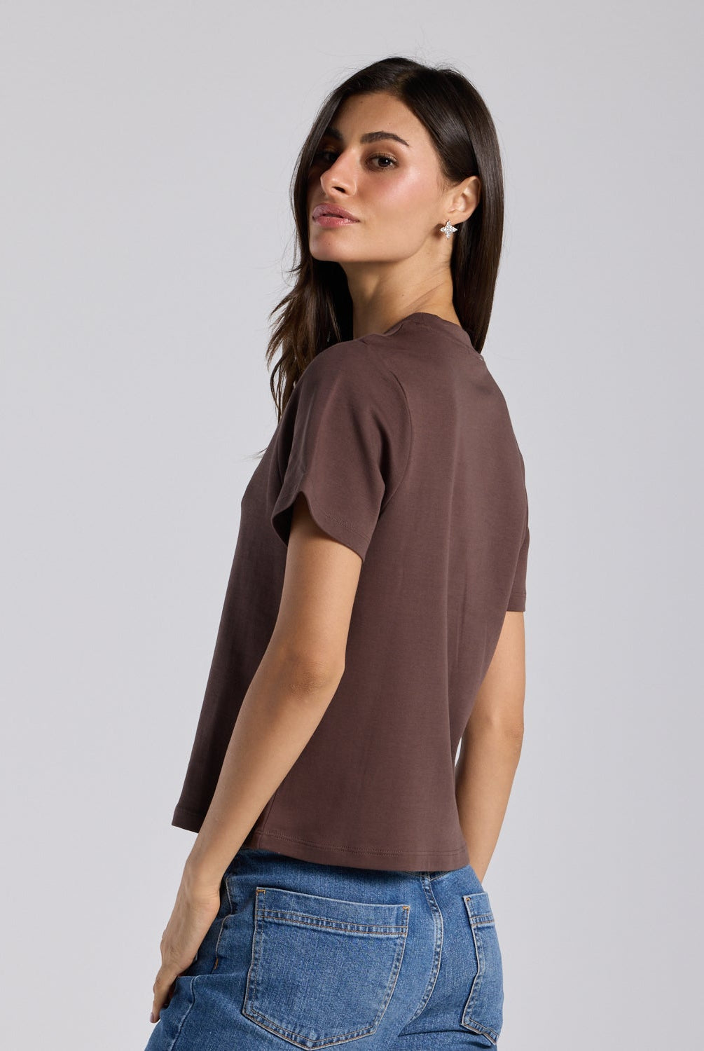 Brown Mashrabiya Embroidered Cotton T-shirt - shopaleena