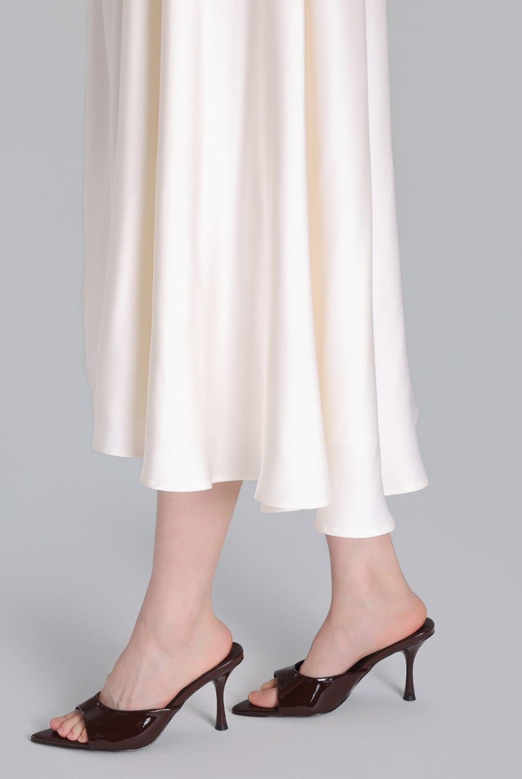 Brown Patent Leather High Heel Mules - shopaleena