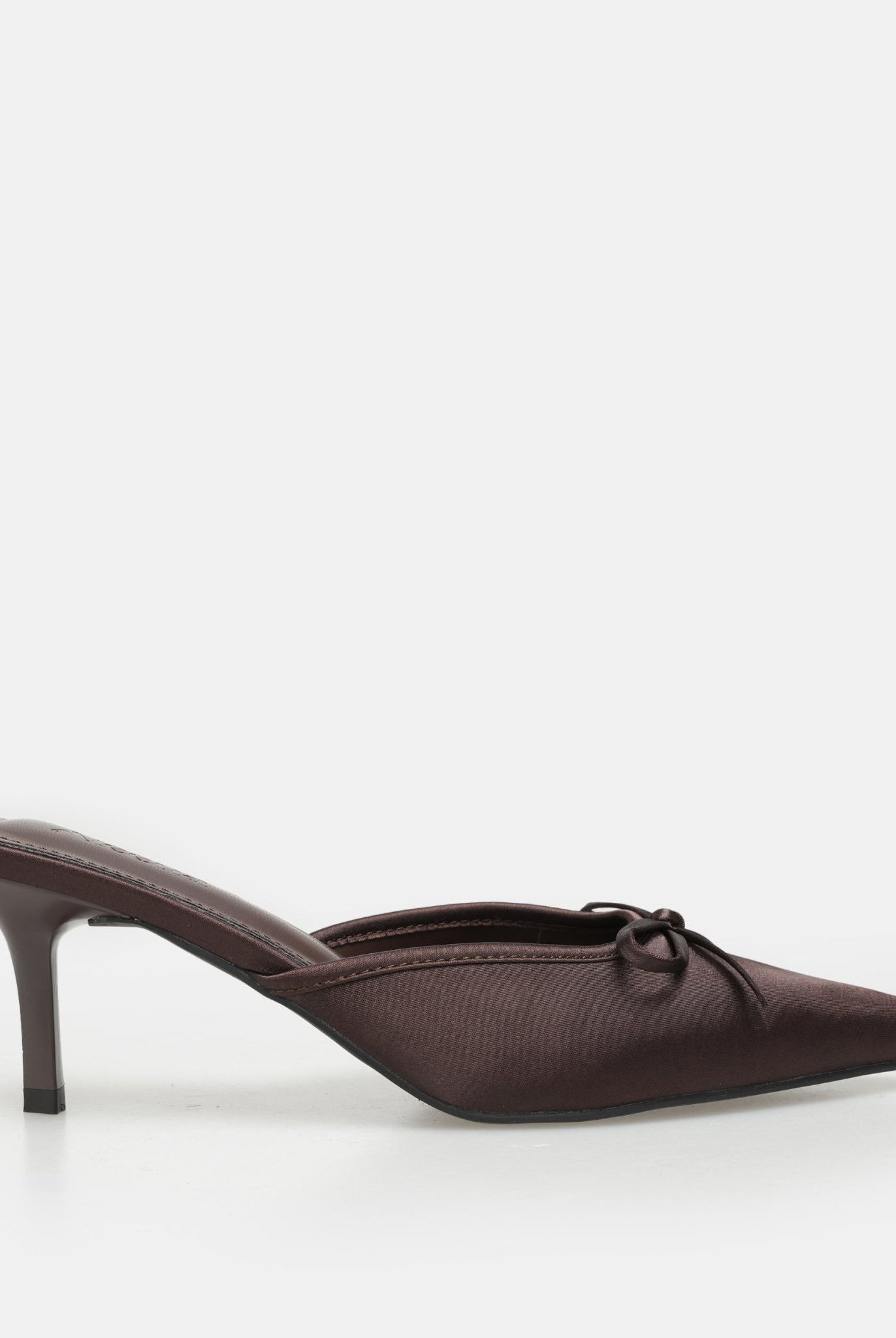 Brown Satin Bow Mules - shopaleena