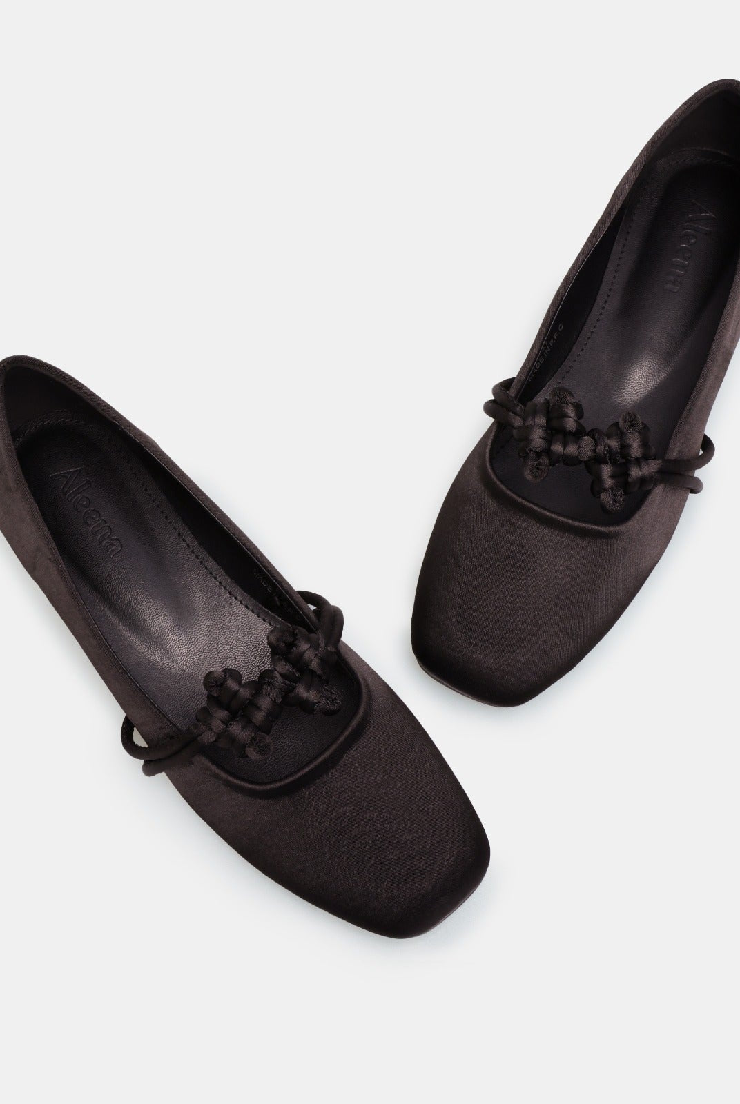 Brown Satin Knot Flats - shopaleena