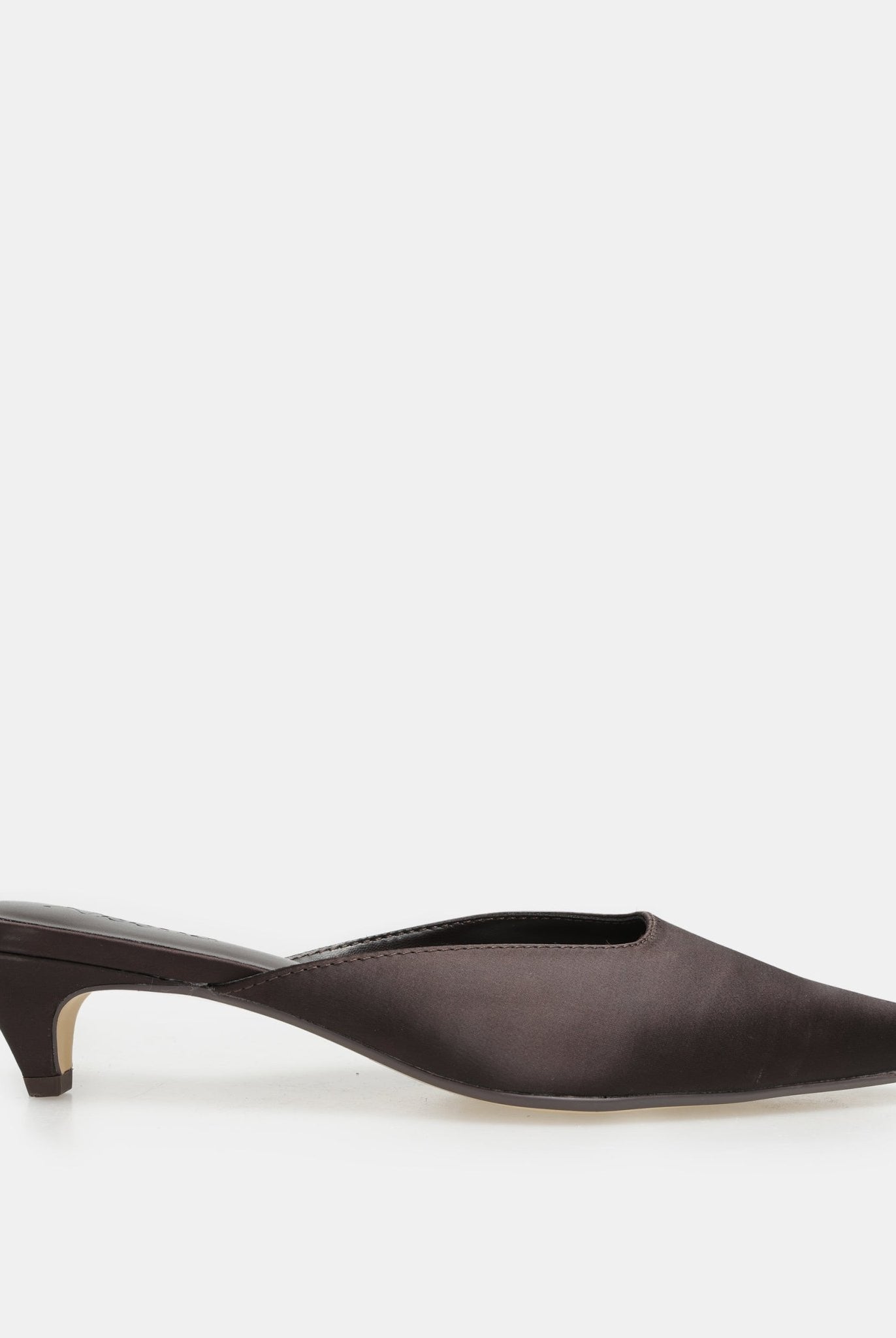 Brown Satin Pointed Toe Mules - shopaleena