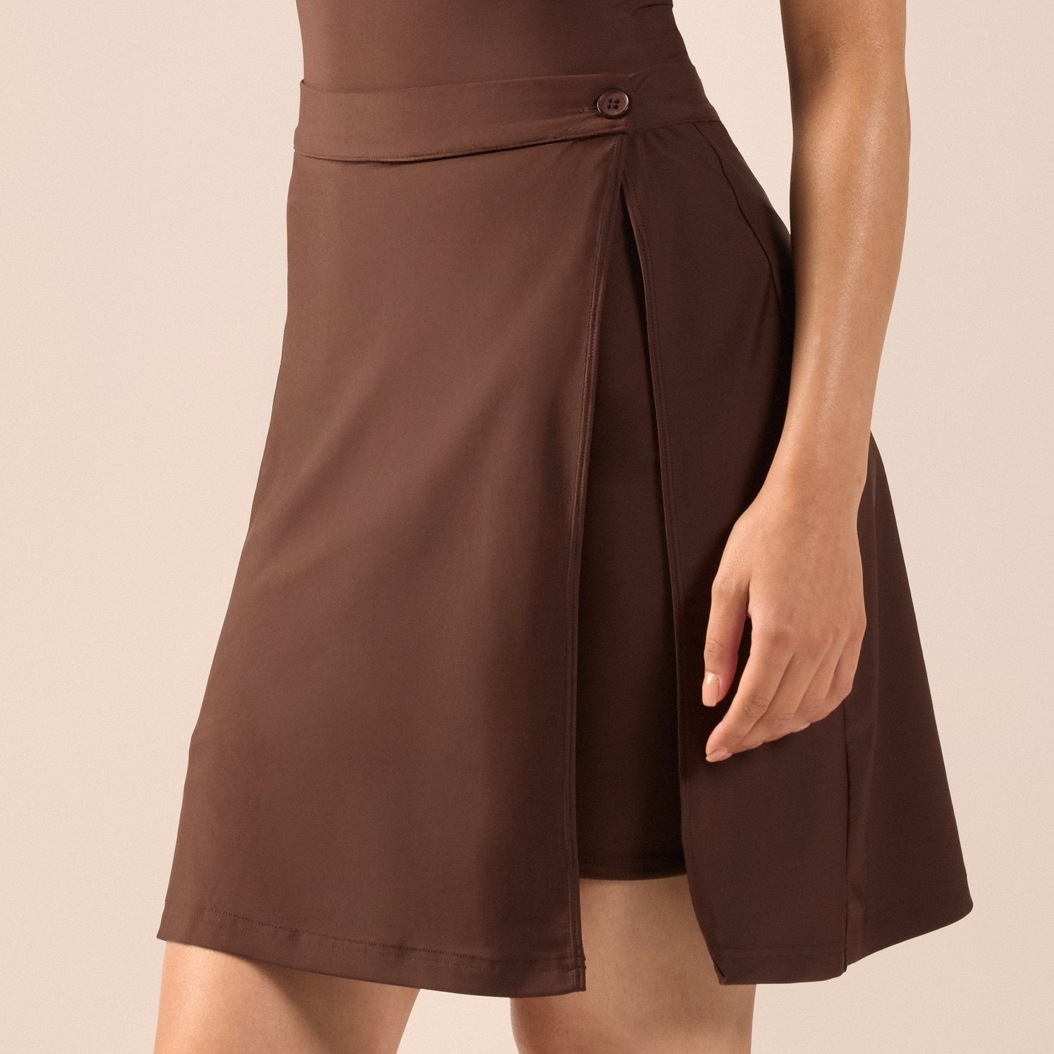 Brown Straight Swim Skirt - shopaleena