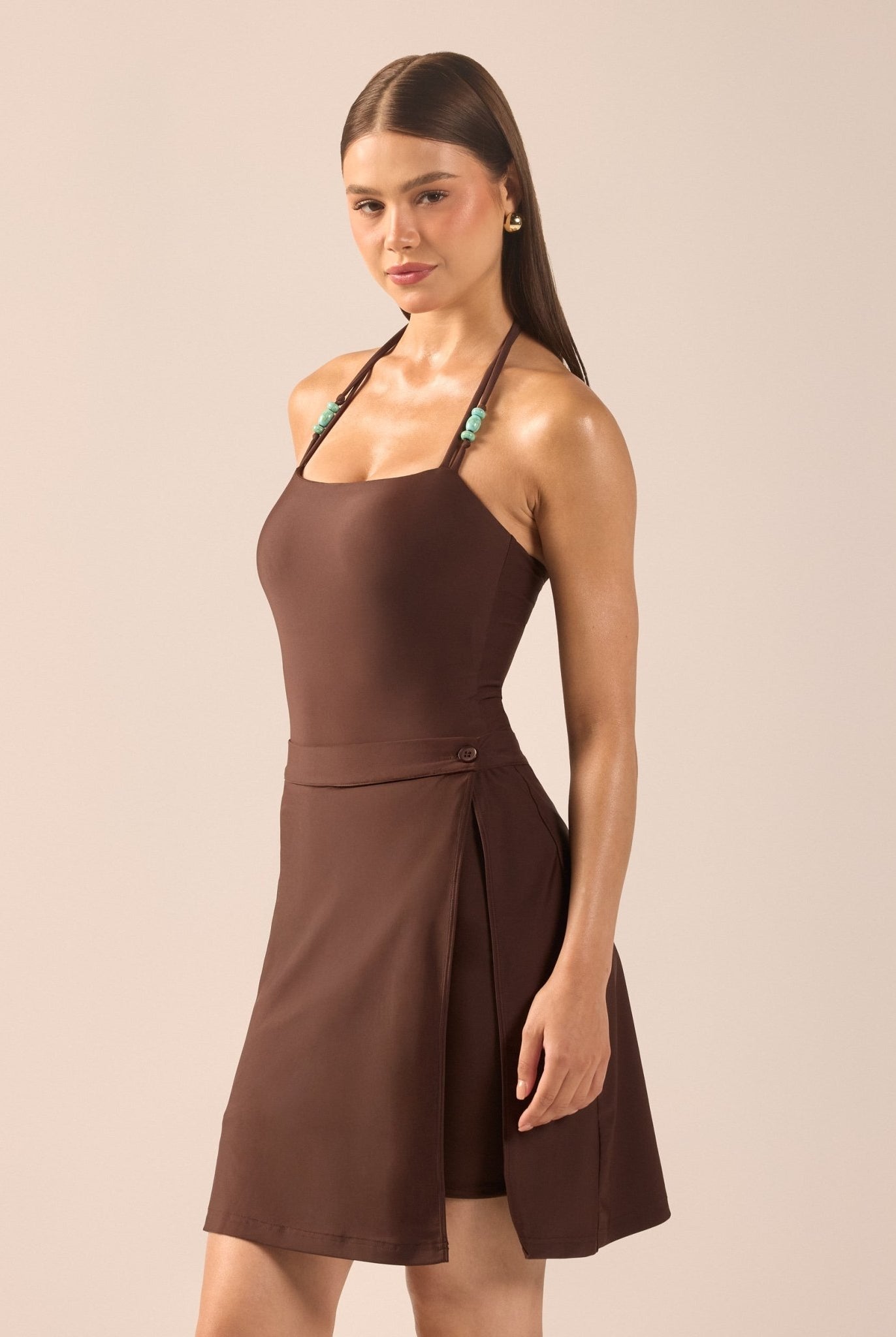 Brown Straight Swim Skirt - shopaleena