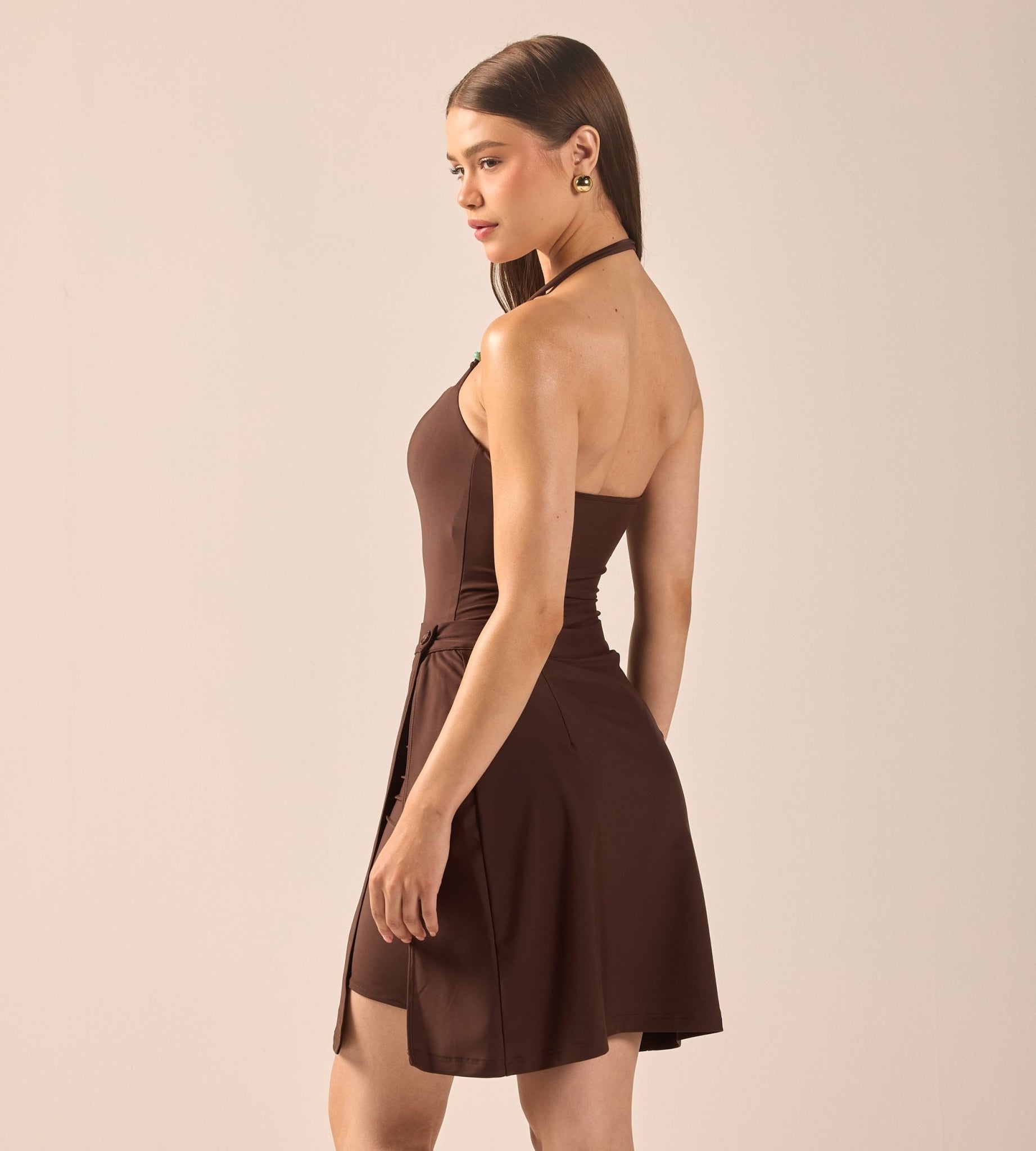 Brown Straight Swim Skirt - shopaleena