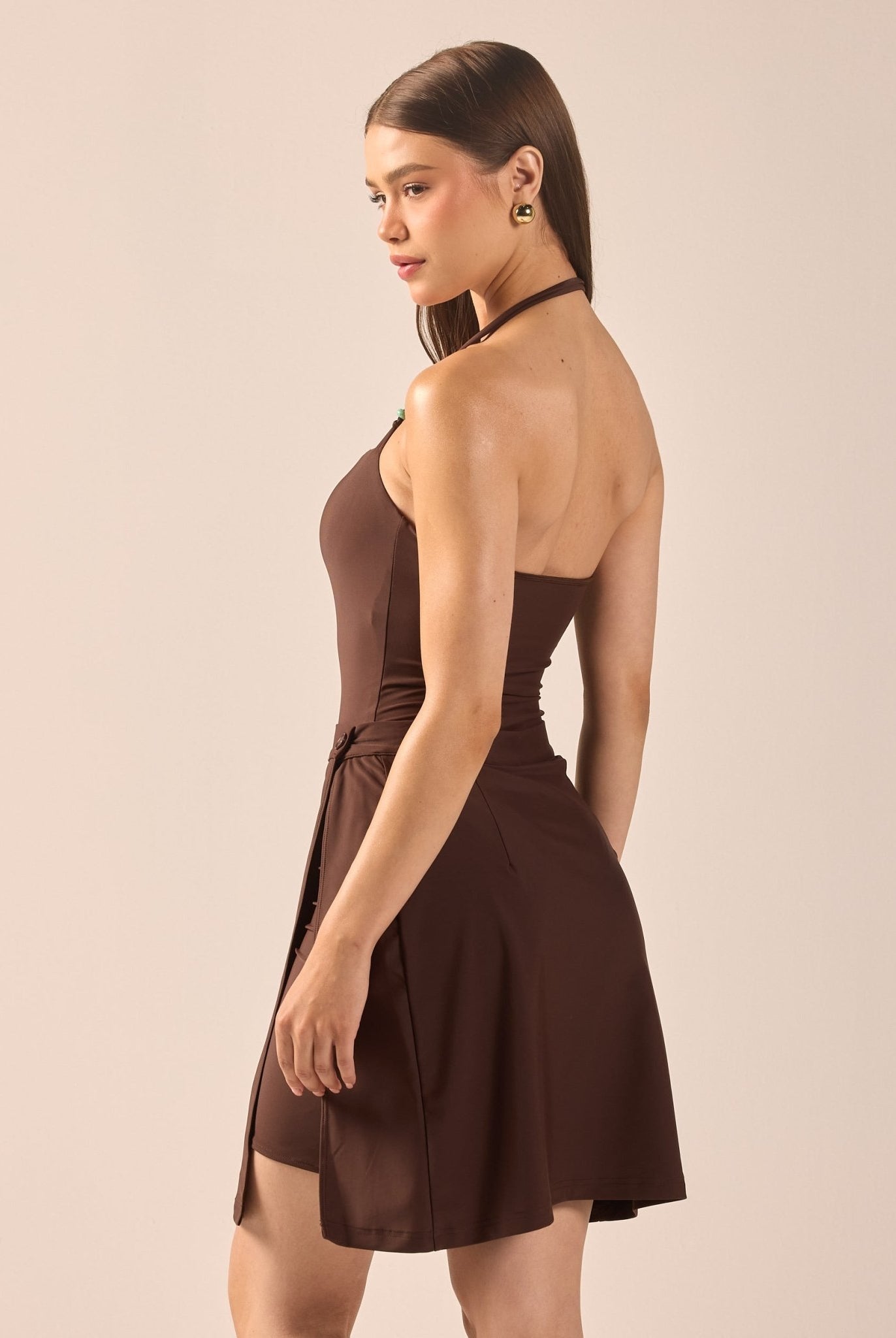 Brown Straight Swim Skirt - shopaleena