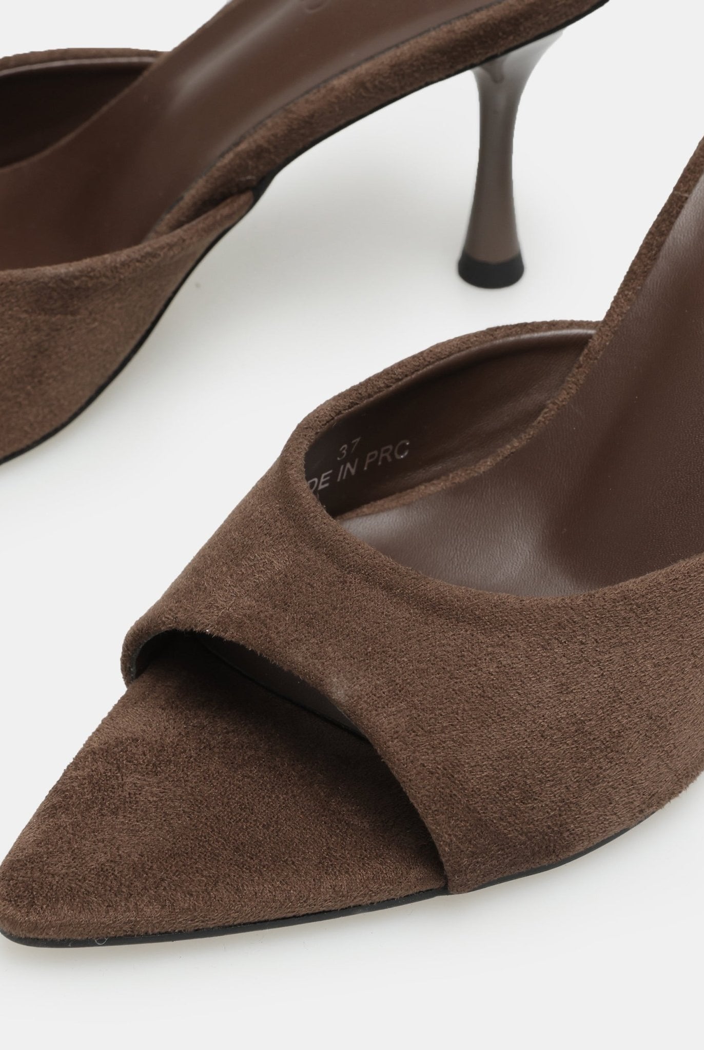 Brown Suede High Heel Mules - shopaleena
