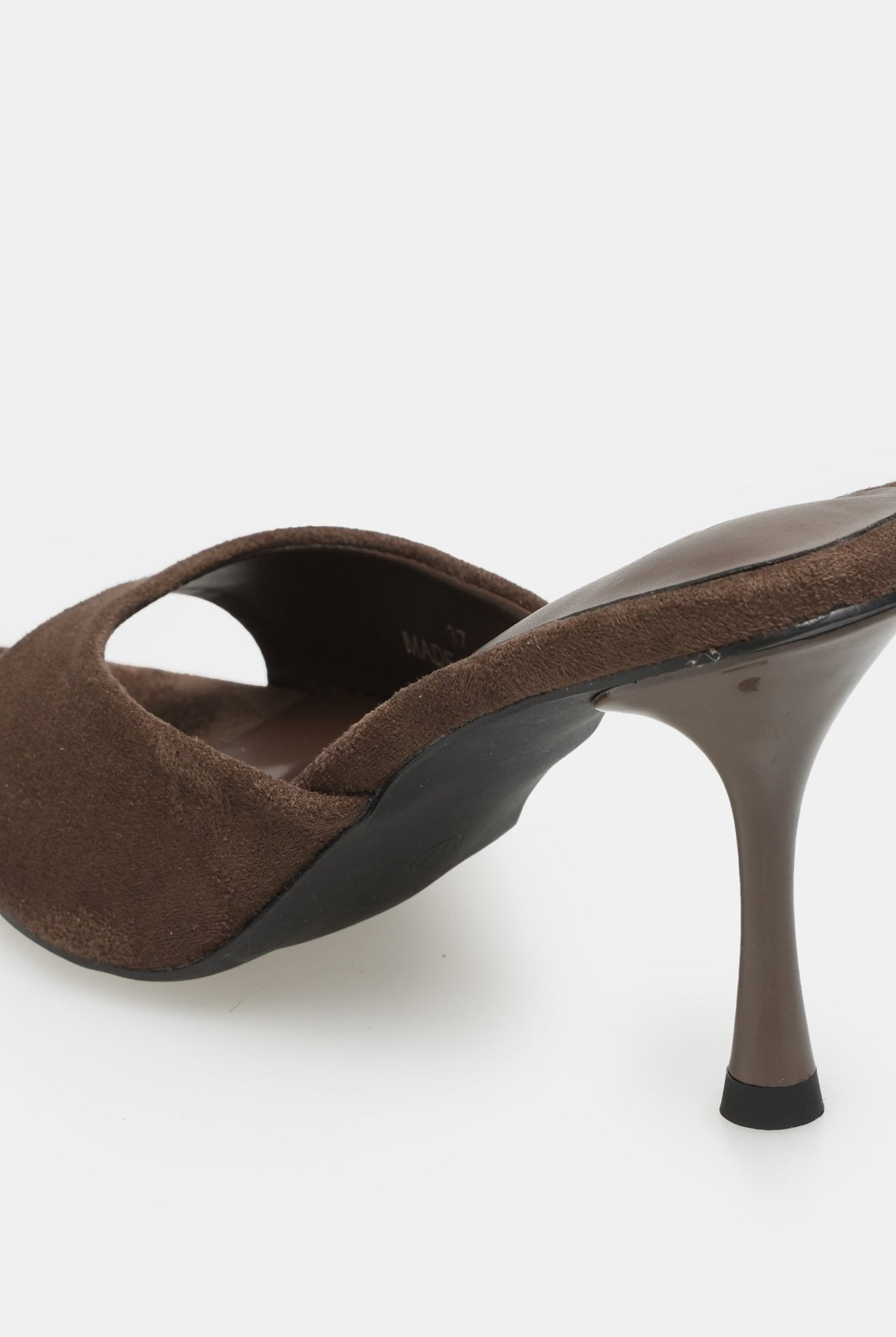 Brown Suede High Heel Mules - shopaleena