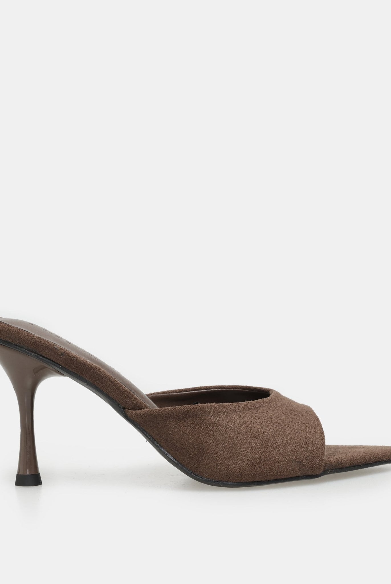 Brown Suede High Heel Mules - shopaleena