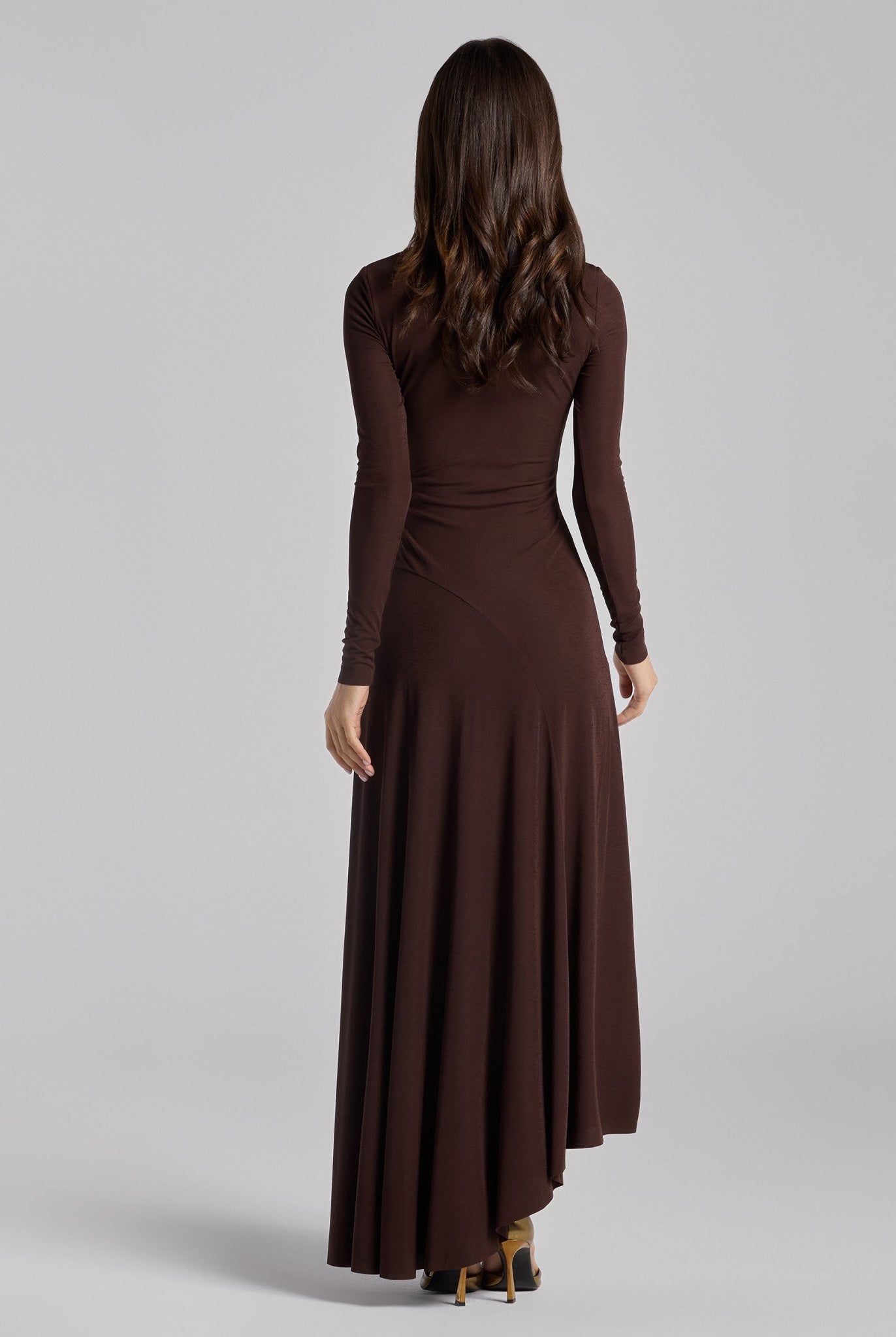 Brown Twist Detail Jersey Maxi Dress - shopaleena