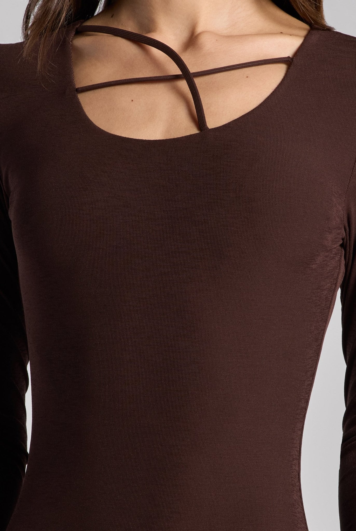 Brown Twist Detail Jersey Maxi Dress - shopaleena