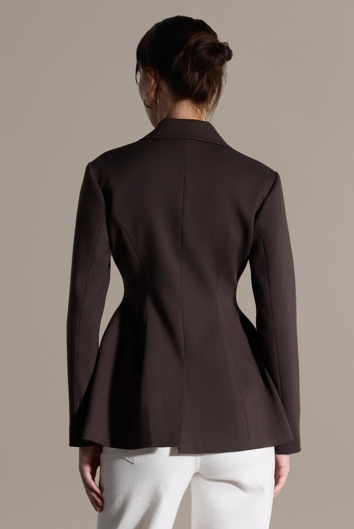 Brown Two-Button Tailored Blazer - shopaleena