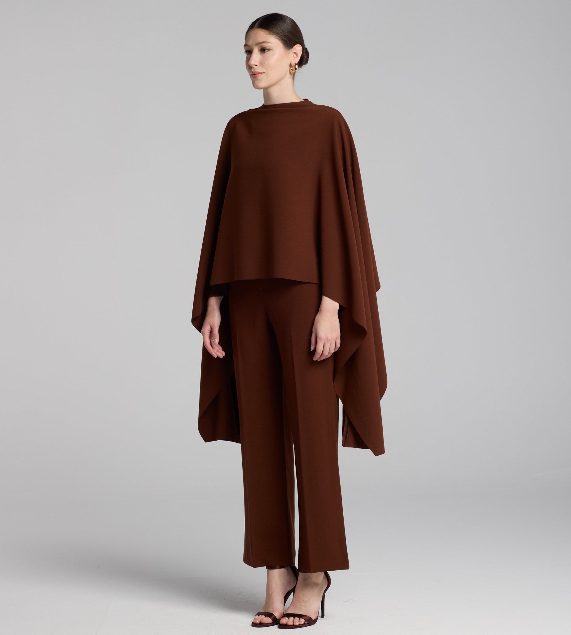Brown Wide Leg Crepe Pants - shopaleena