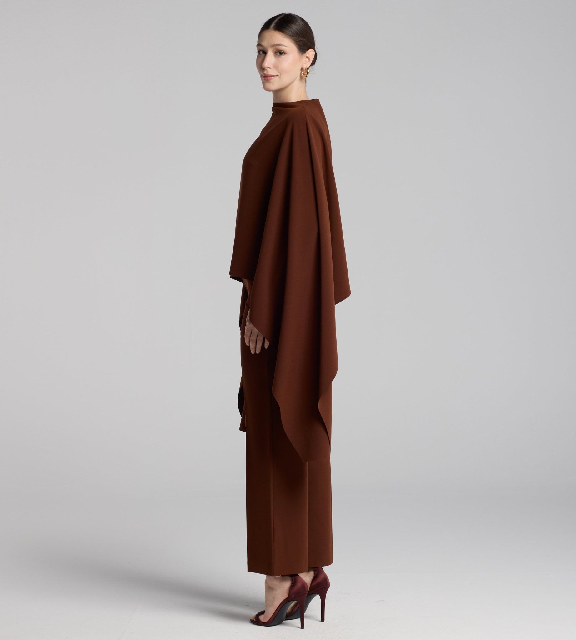 Brown Wide Leg Crepe Pants - shopaleena
