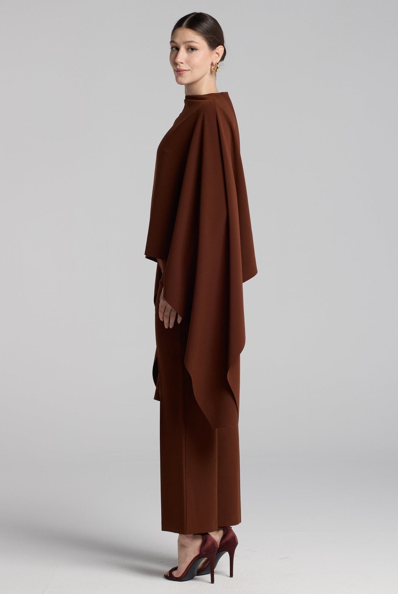 Brown Wide Leg Crepe Pants - shopaleena