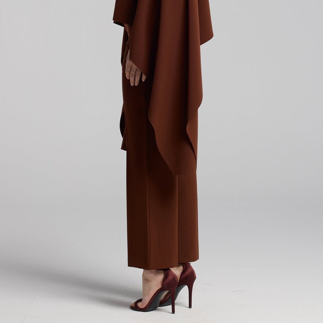 Brown Wide Leg Crepe Pants - shopaleena