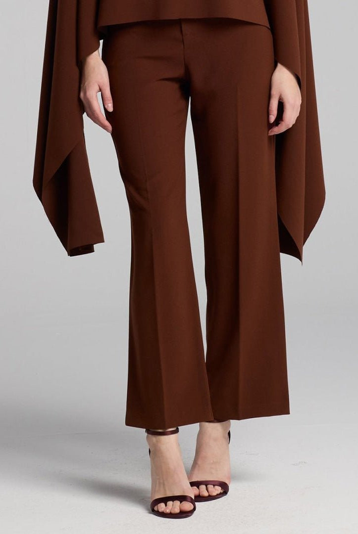 Brown Wide Leg Crepe Pants - shopaleena