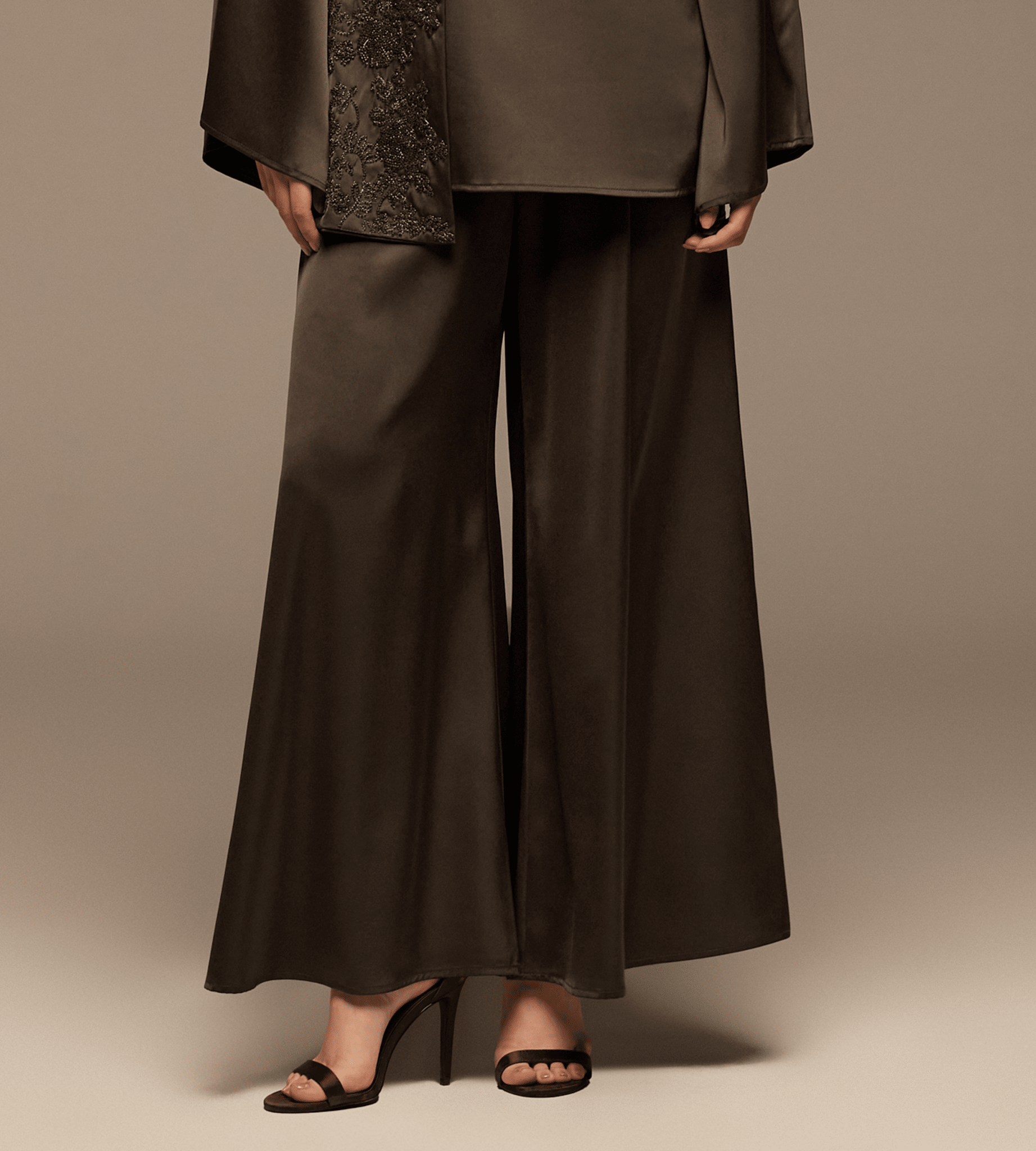 Brown Wide Leg Satin Pants - shopaleena