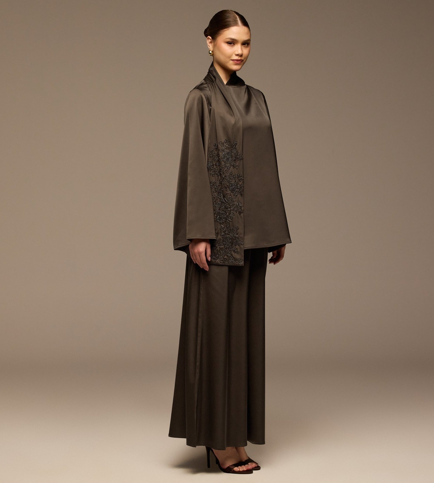 Brown Wide Leg Satin Pants - shopaleena