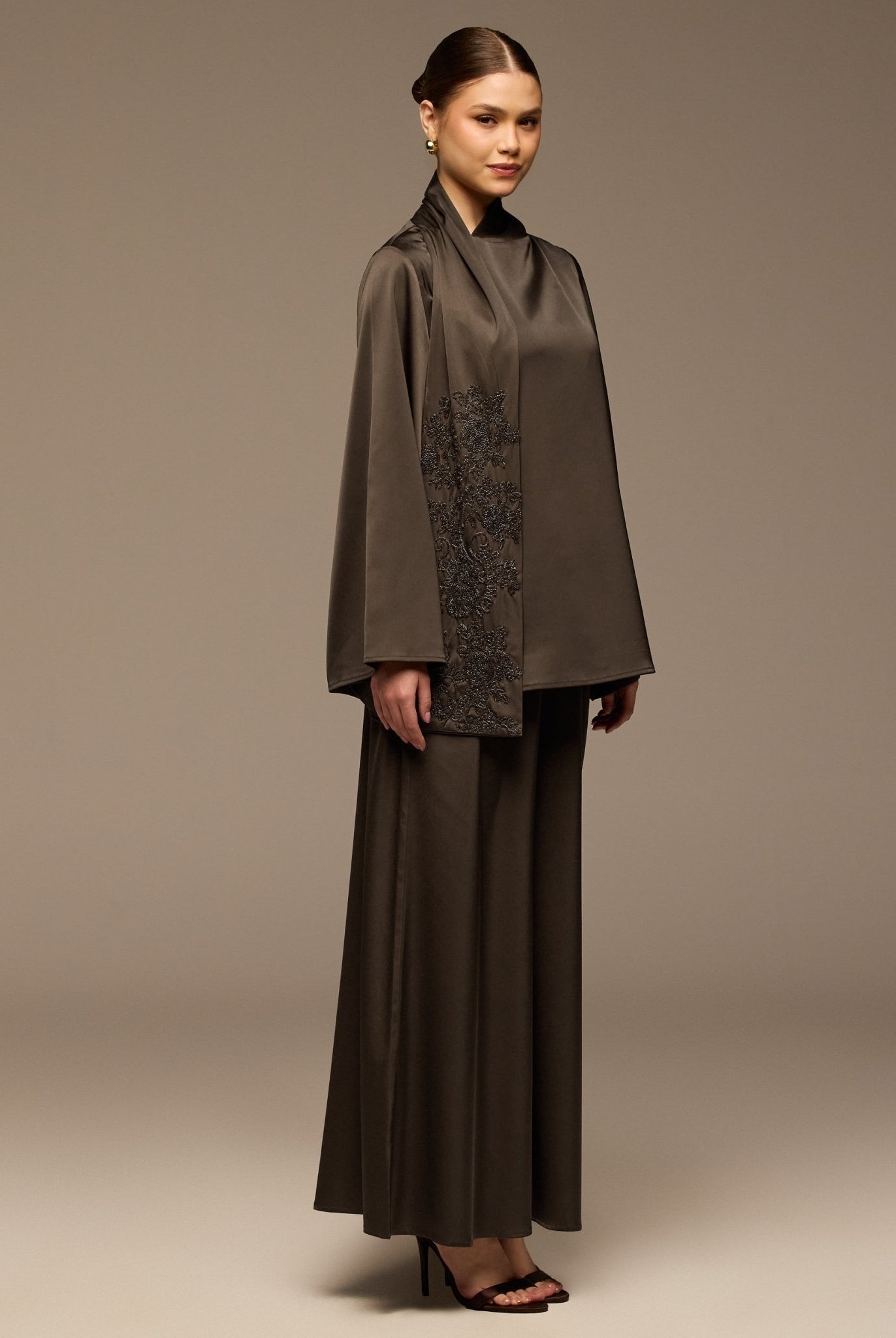 Brown Wide Leg Satin Pants - shopaleena