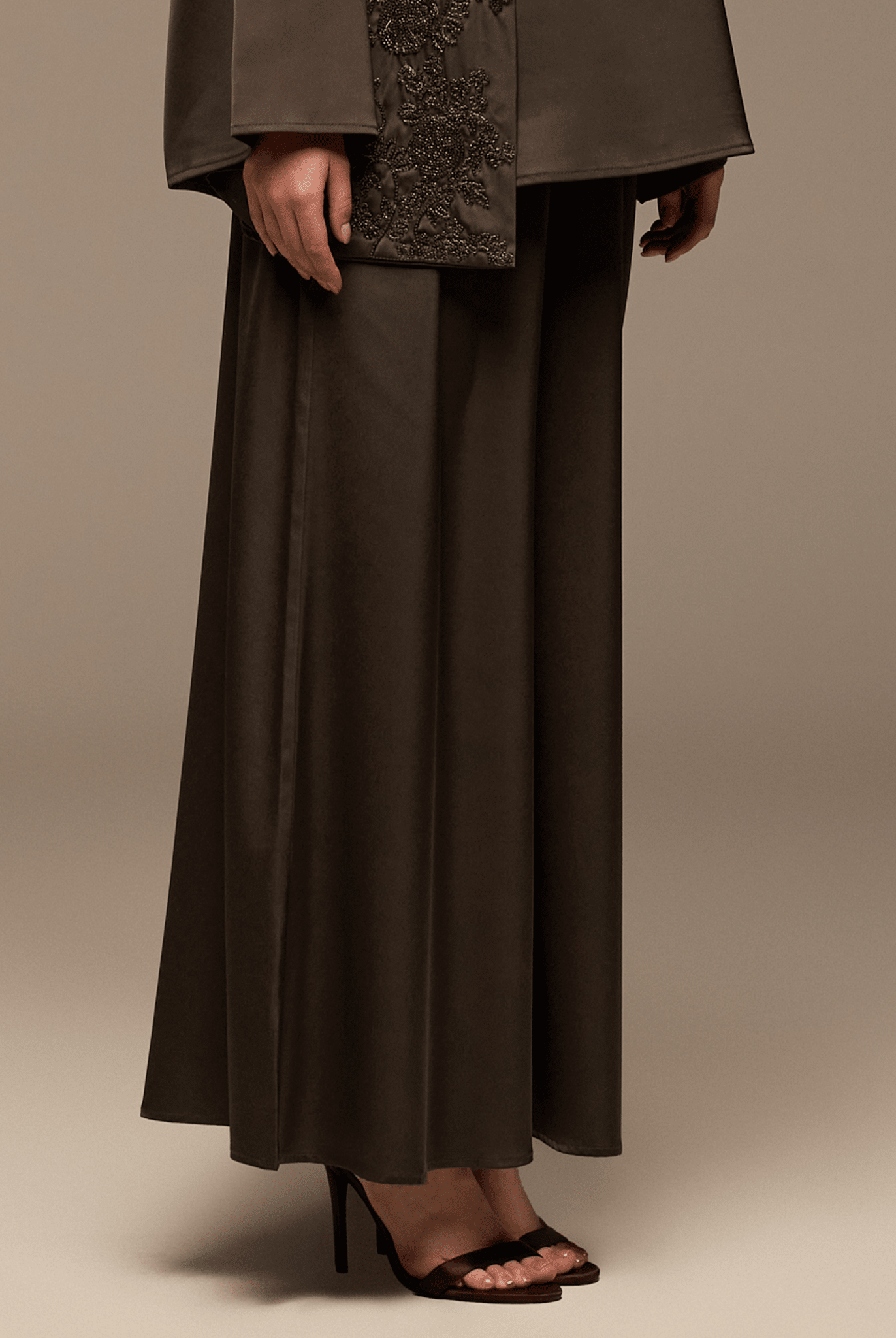 Brown Wide Leg Satin Pants - shopaleena