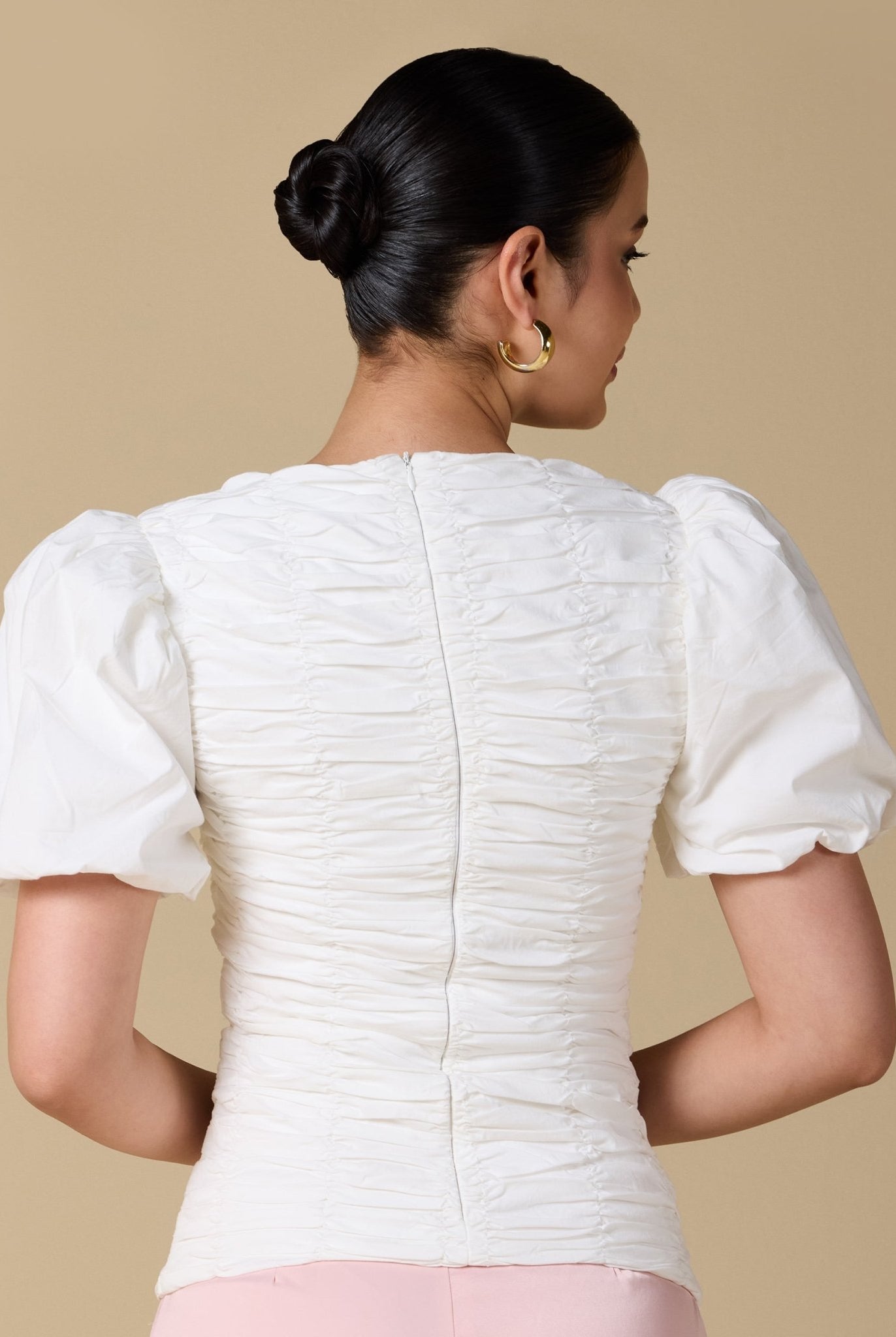 Buffed Short Sleeves Poplin Dress - shopaleena