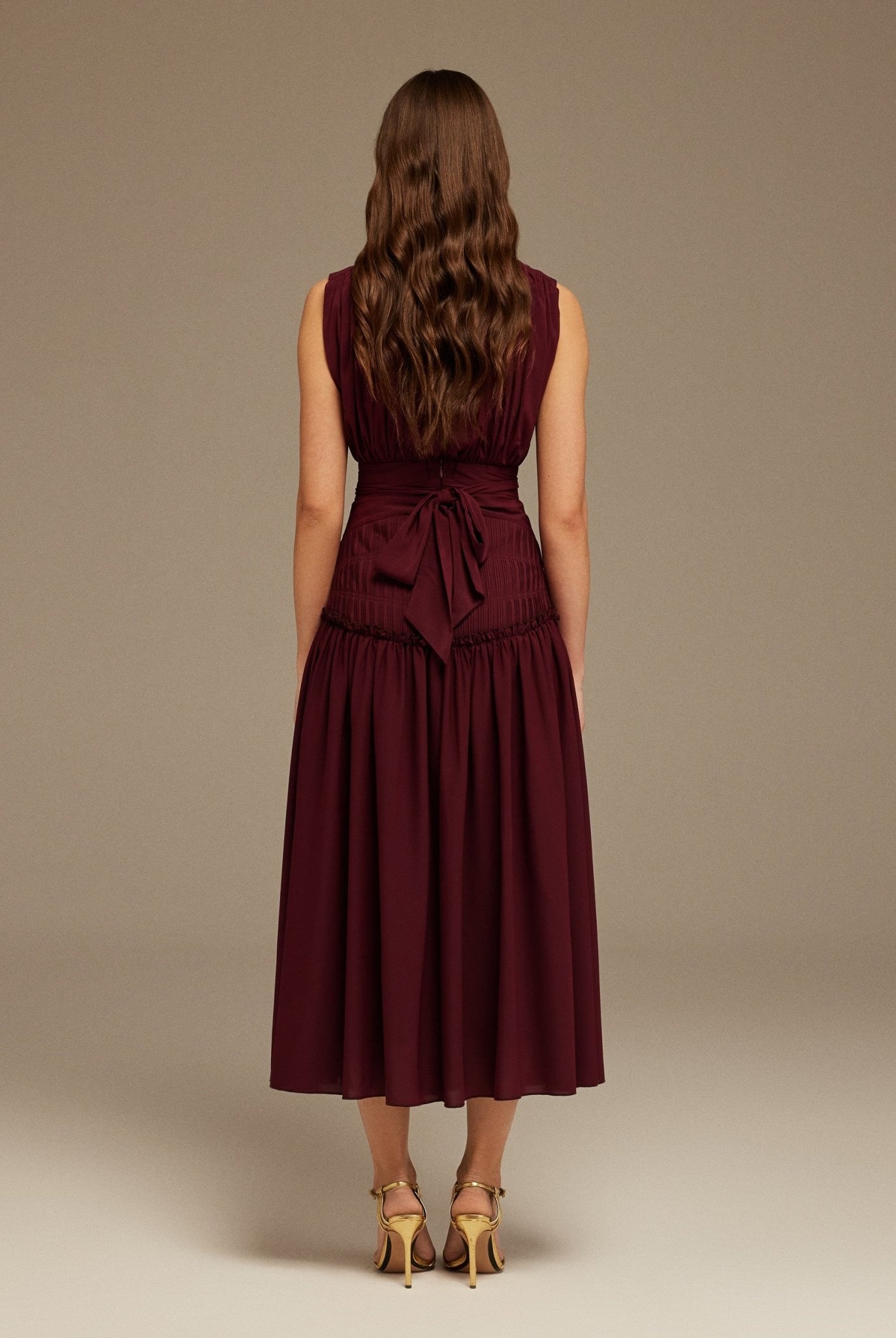 Burgundy Chiffon Maxi Dress - shopaleena