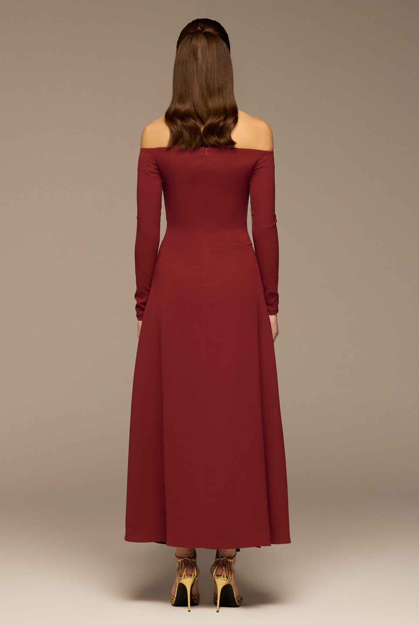 Burgundy Crepe Chiffon Draped Maxi - shopaleena
