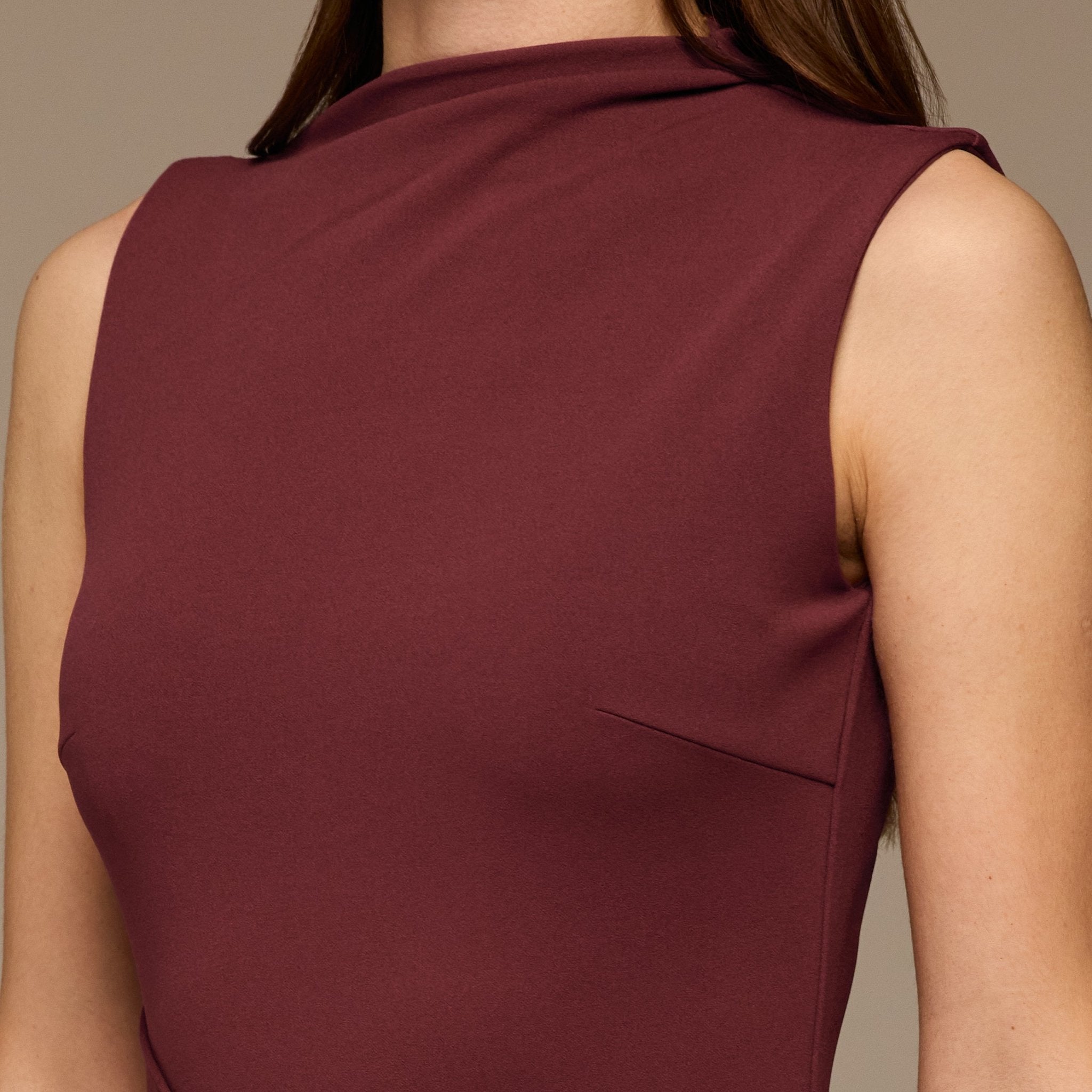 Burgundy Draped Sleeveless Maxi Dress - shopaleena