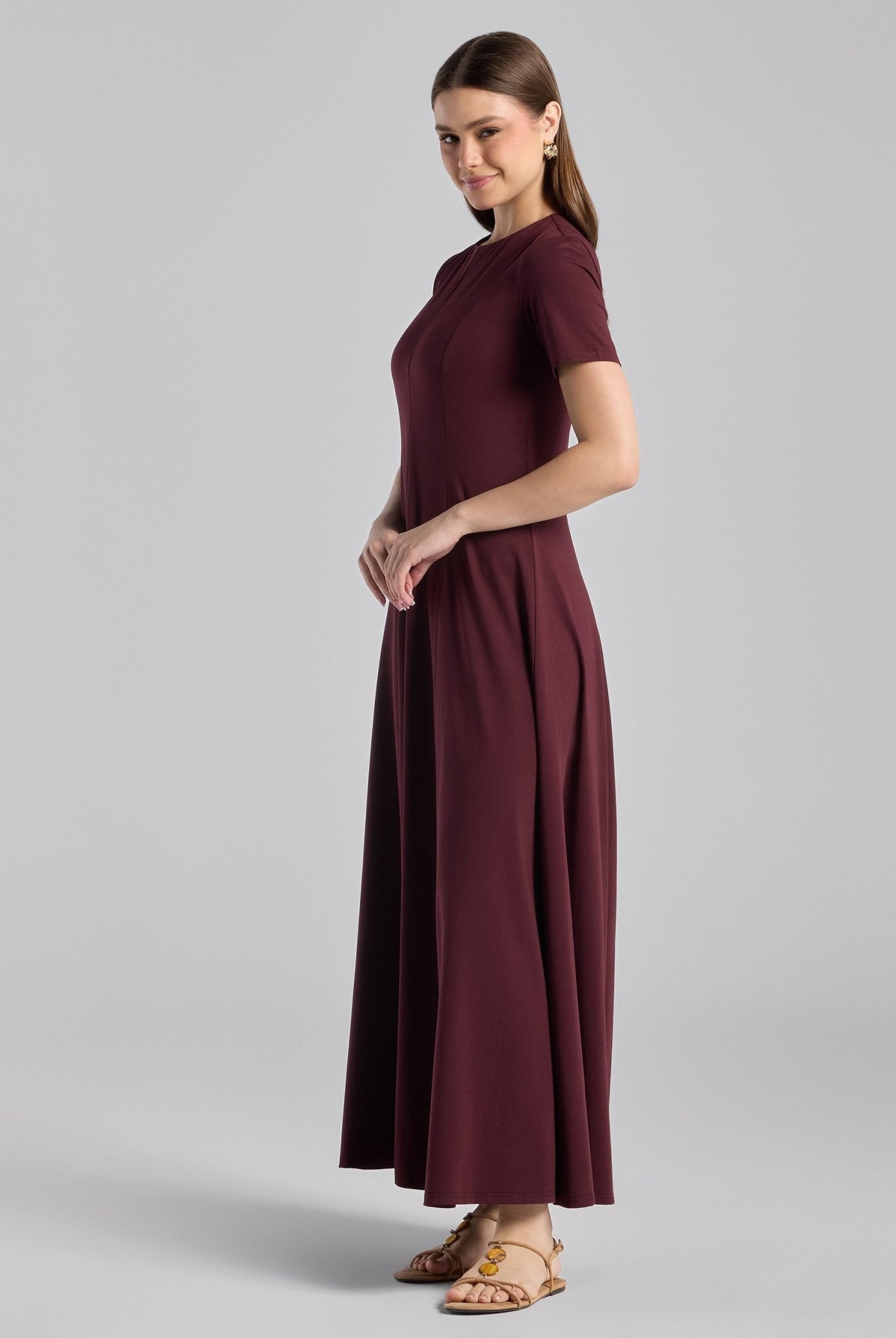 Burgundy Knit Under Abaya Dress - shopaleena