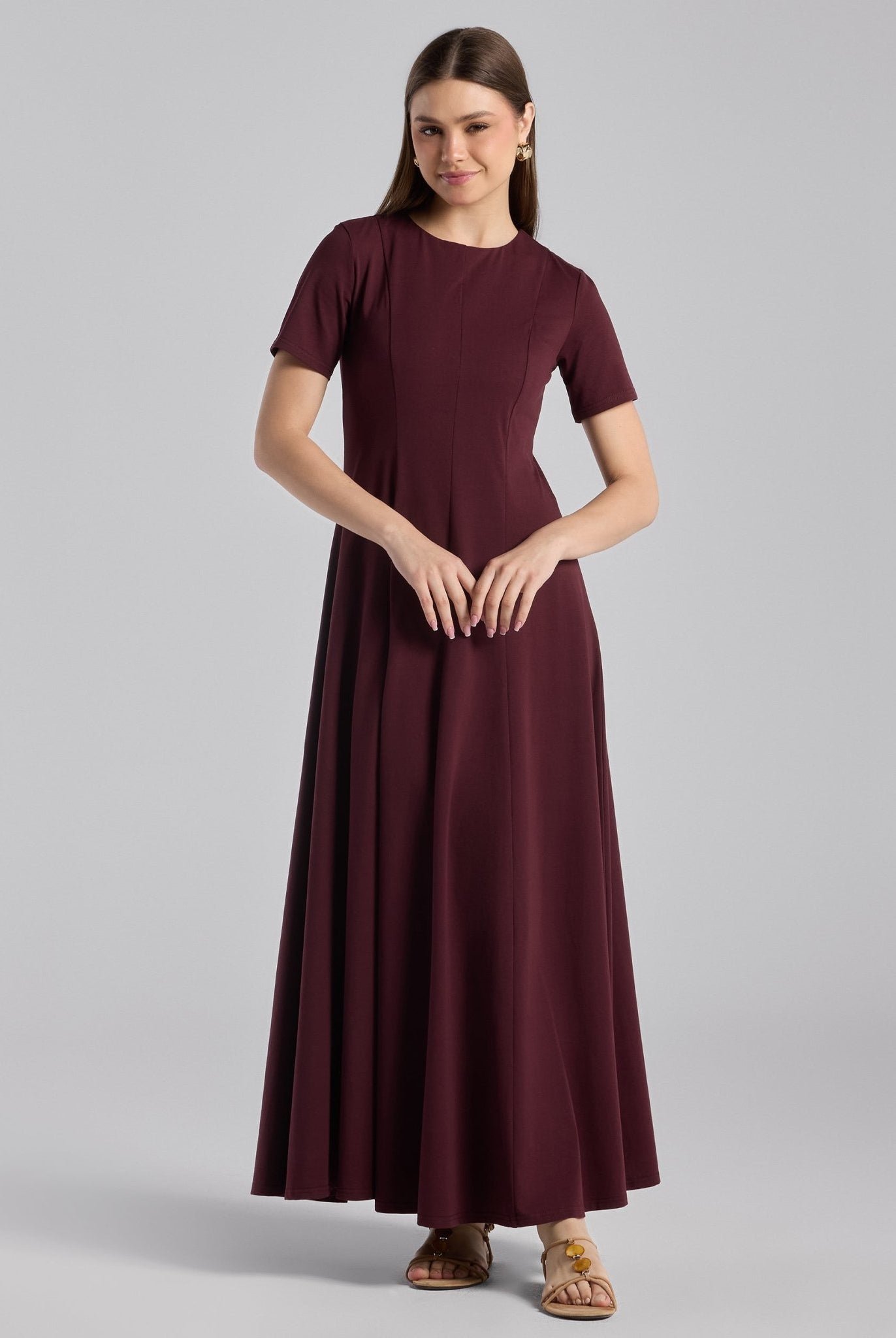 Burgundy Knit Under Abaya Dress - shopaleena