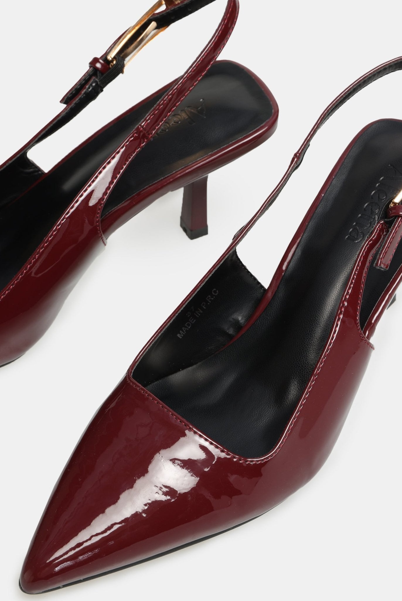 Burgundy Patent Slingback Heels - shopaleena
