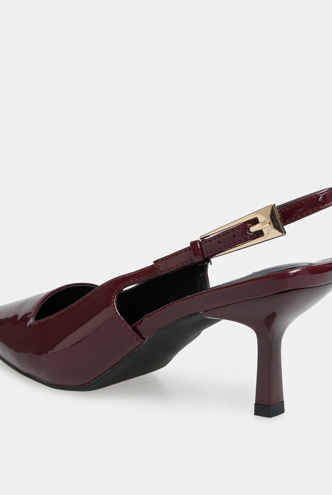 Burgundy Patent Slingback Heels - shopaleena