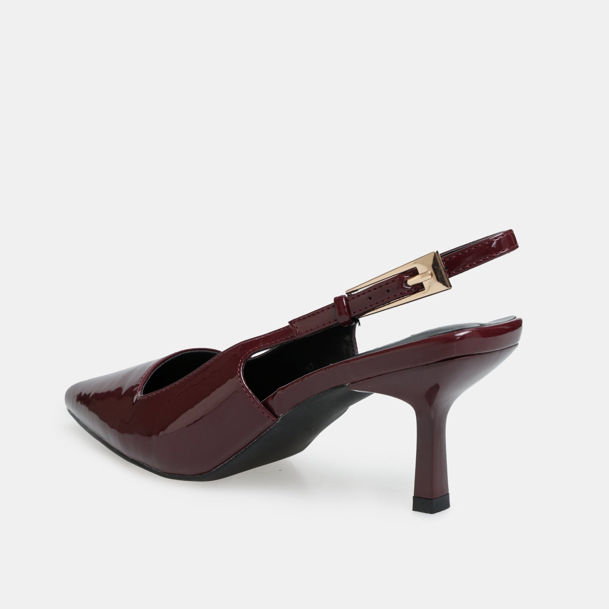 Burgundy Patent Slingback Heels - shopaleena