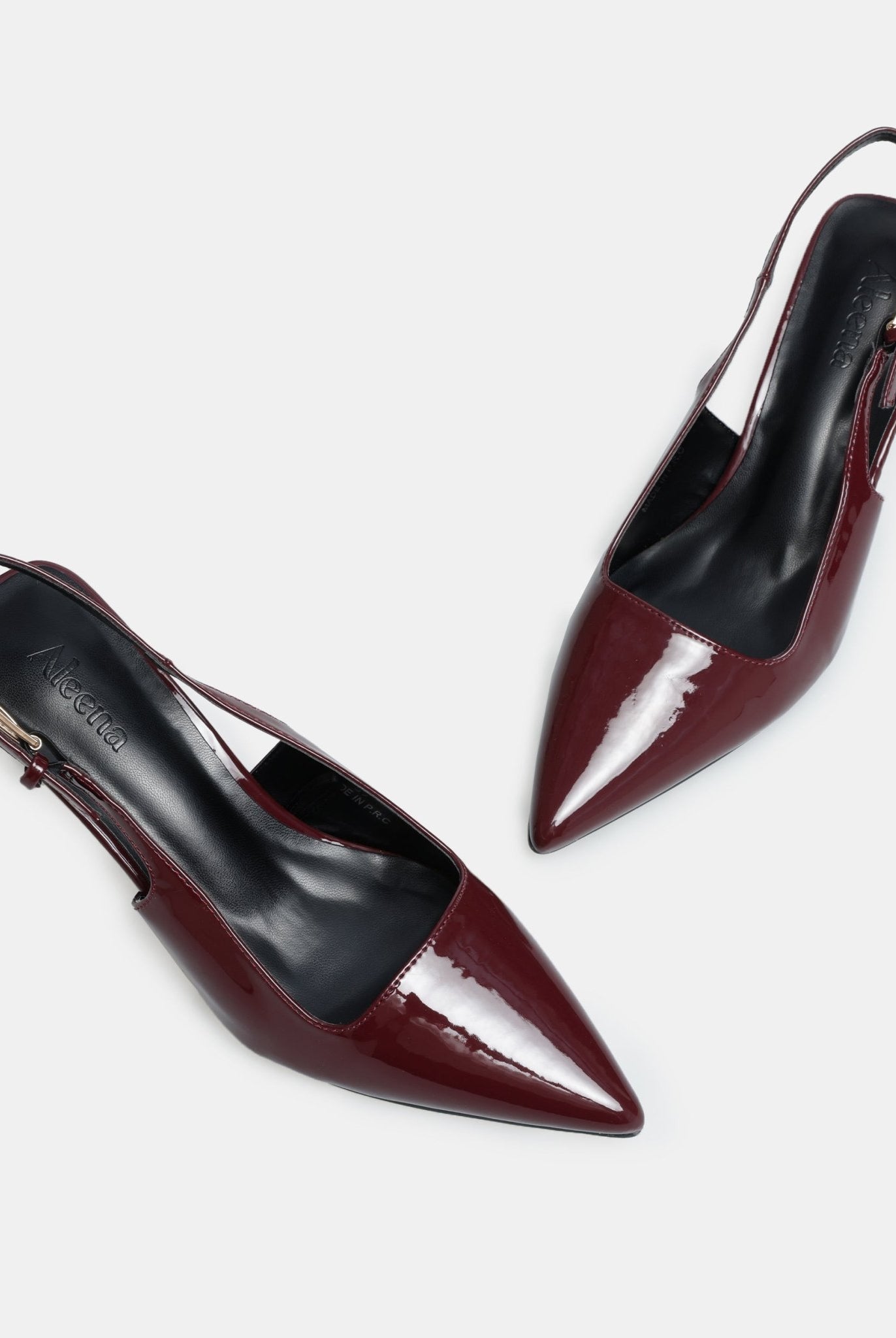 Burgundy Patent Slingback Heels - shopaleena