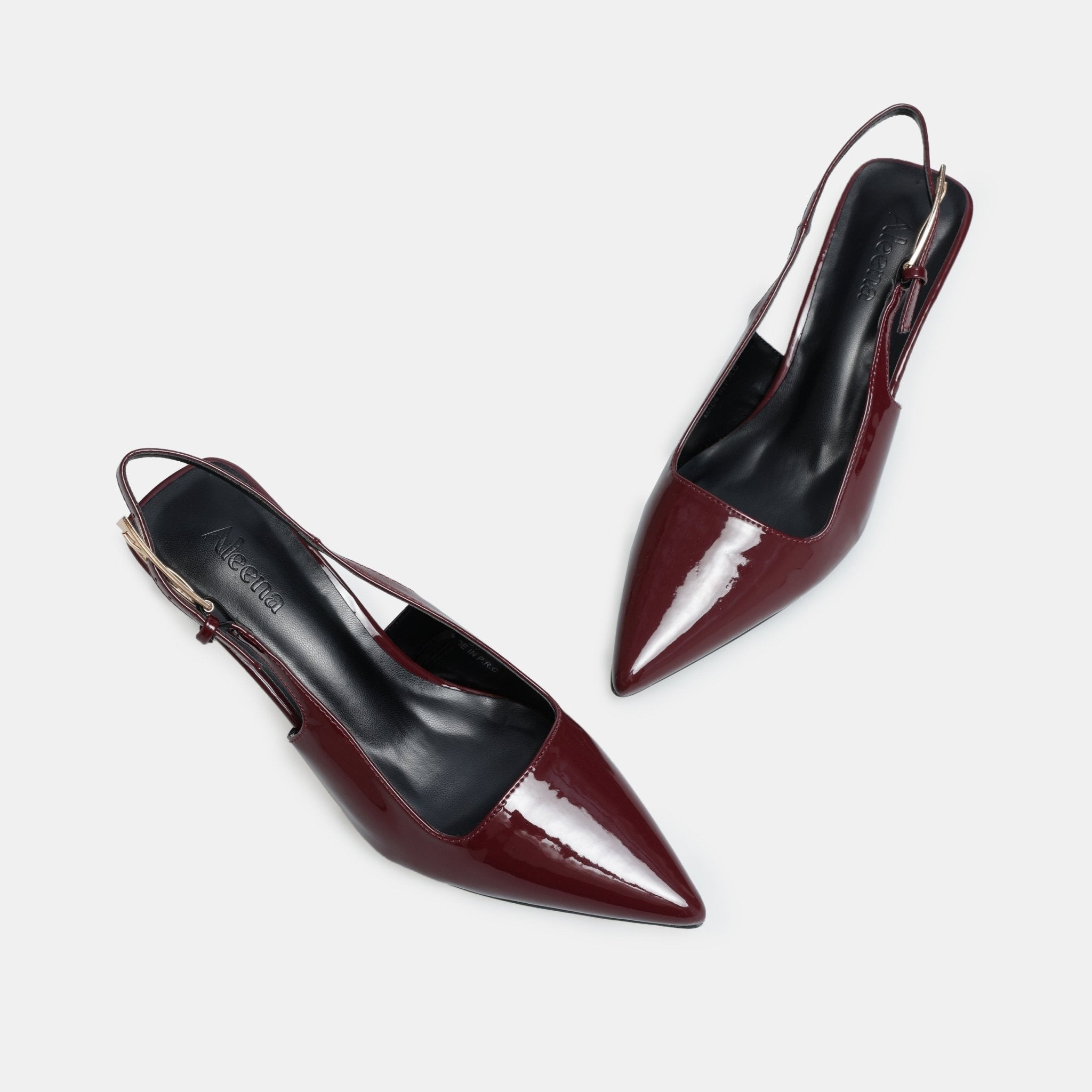 Burgundy Patent Slingback Heels - shopaleena