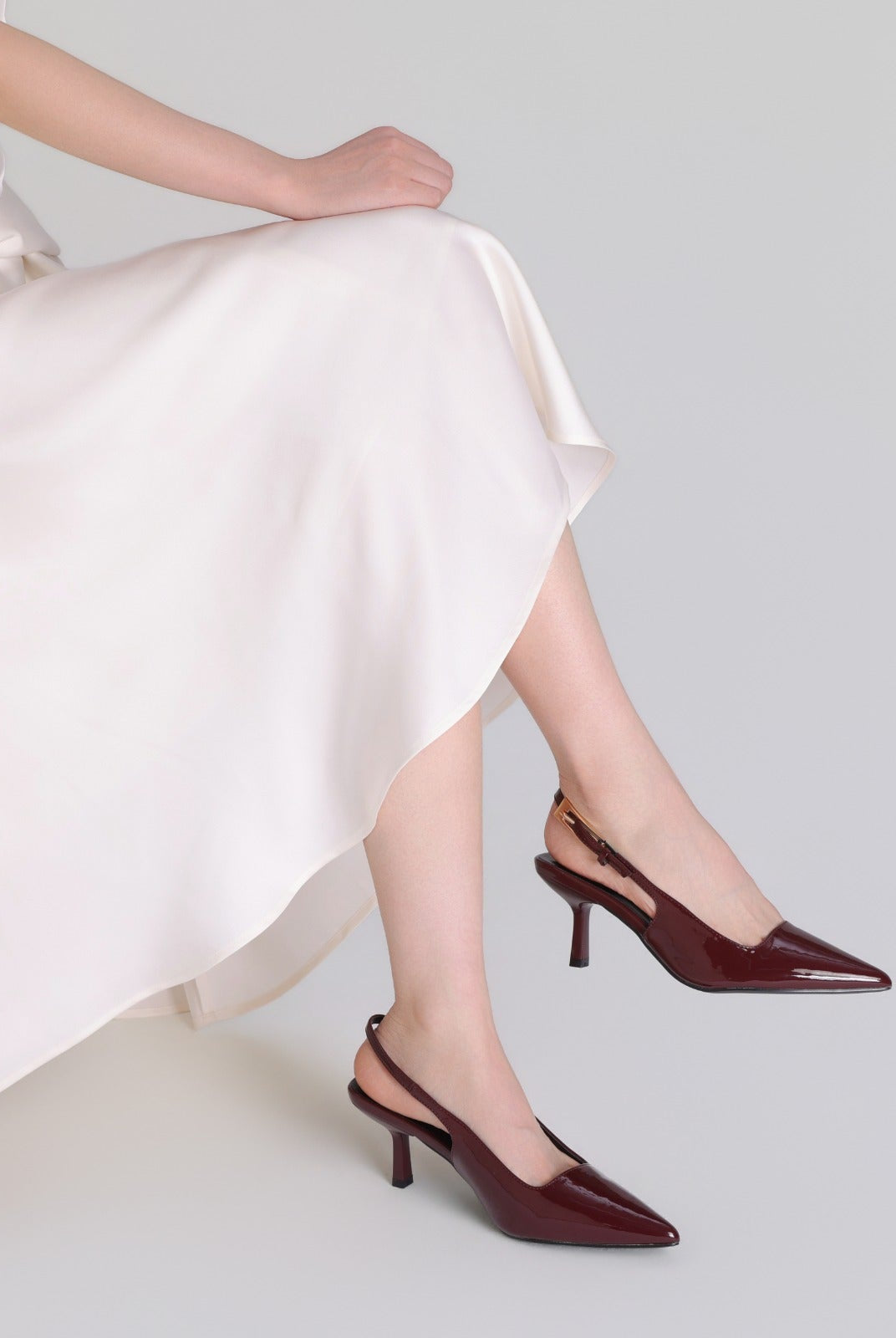 Burgundy Patent Slingback Heels - shopaleena