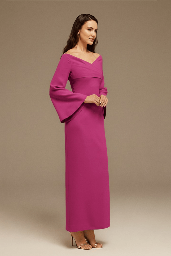 Burgundy Plum Off - Shoulder Crossover Top Midi Dress - shopaleena