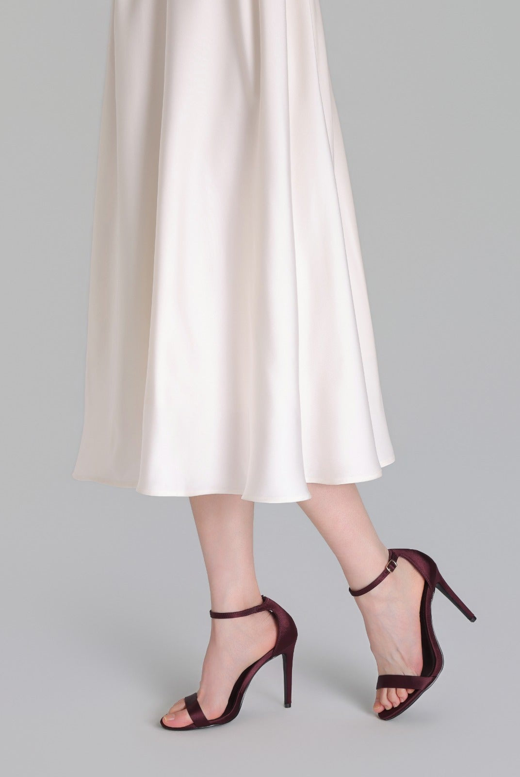 Burgundy Satin High Heel Sandals - shopaleena