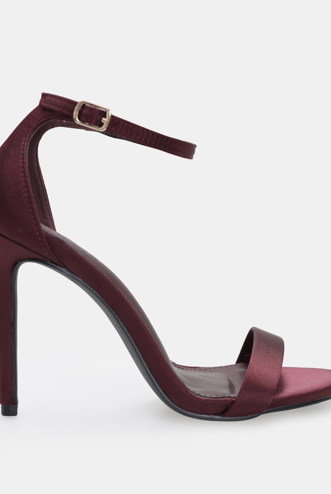 Burgundy Satin High Heel Sandals - shopaleena
