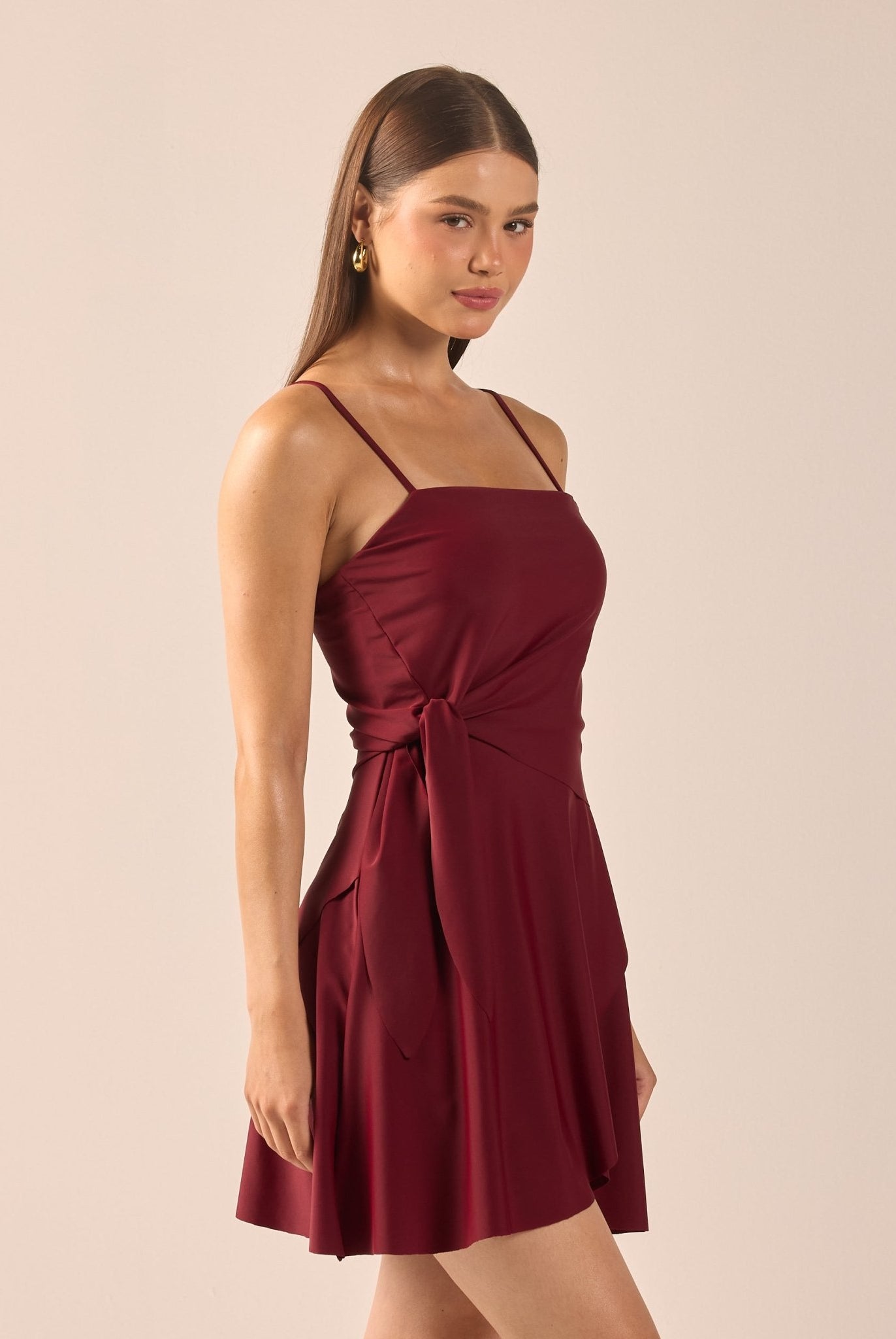 Burgundy Spaghetti Strap Swimwear - shopaleena