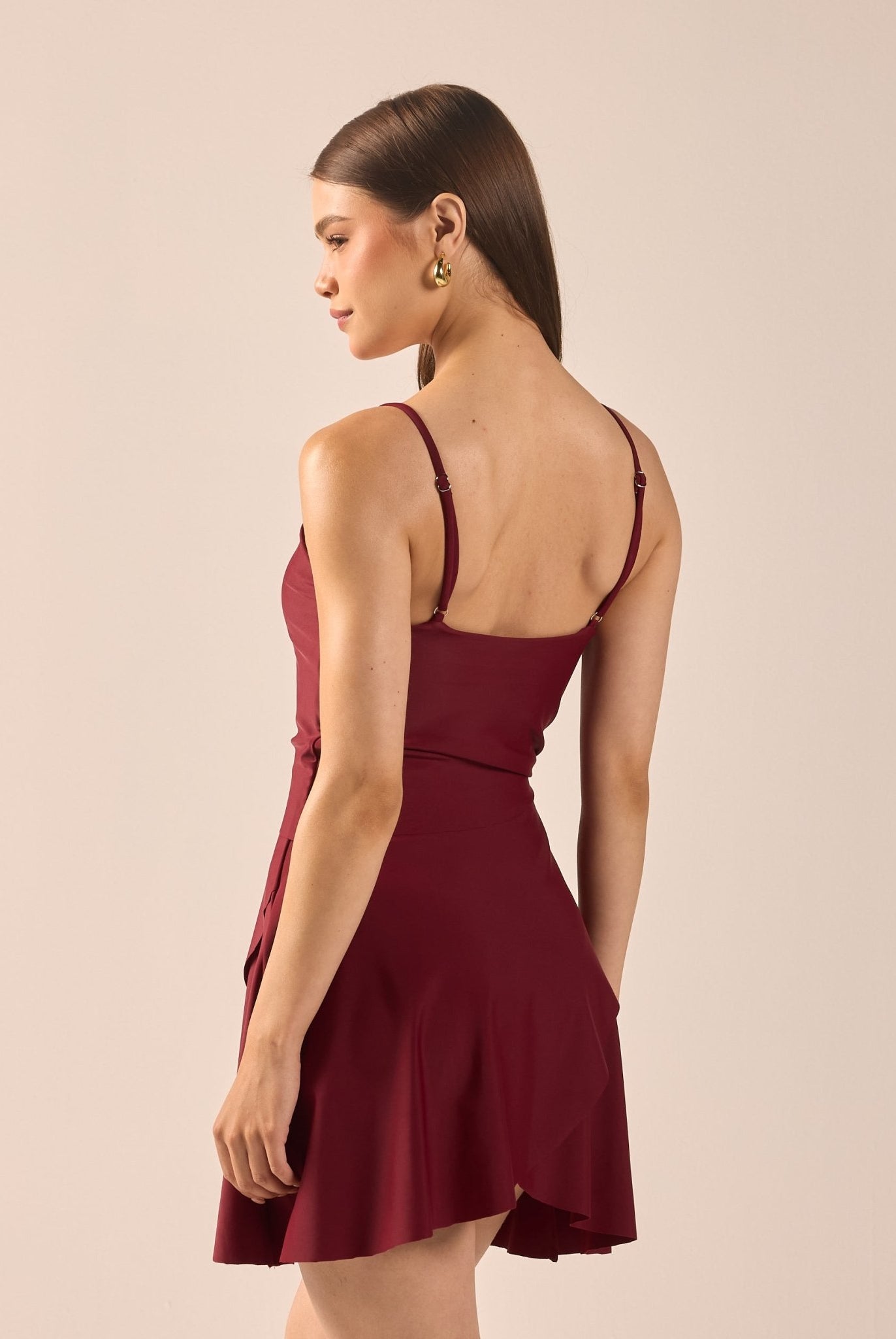 Burgundy Spaghetti Strap Swimwear - shopaleena