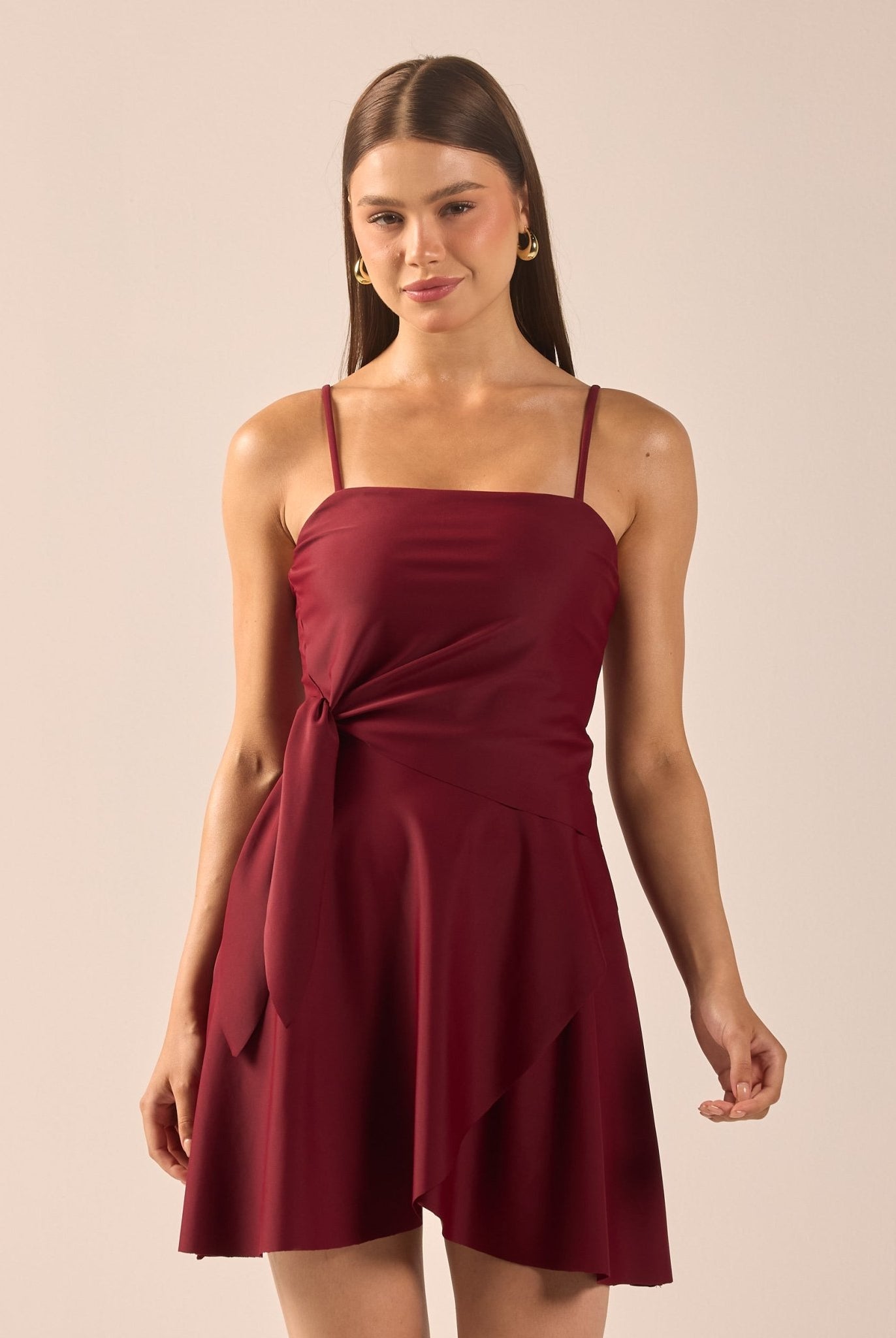 Burgundy Spaghetti Strap Swimwear - shopaleena