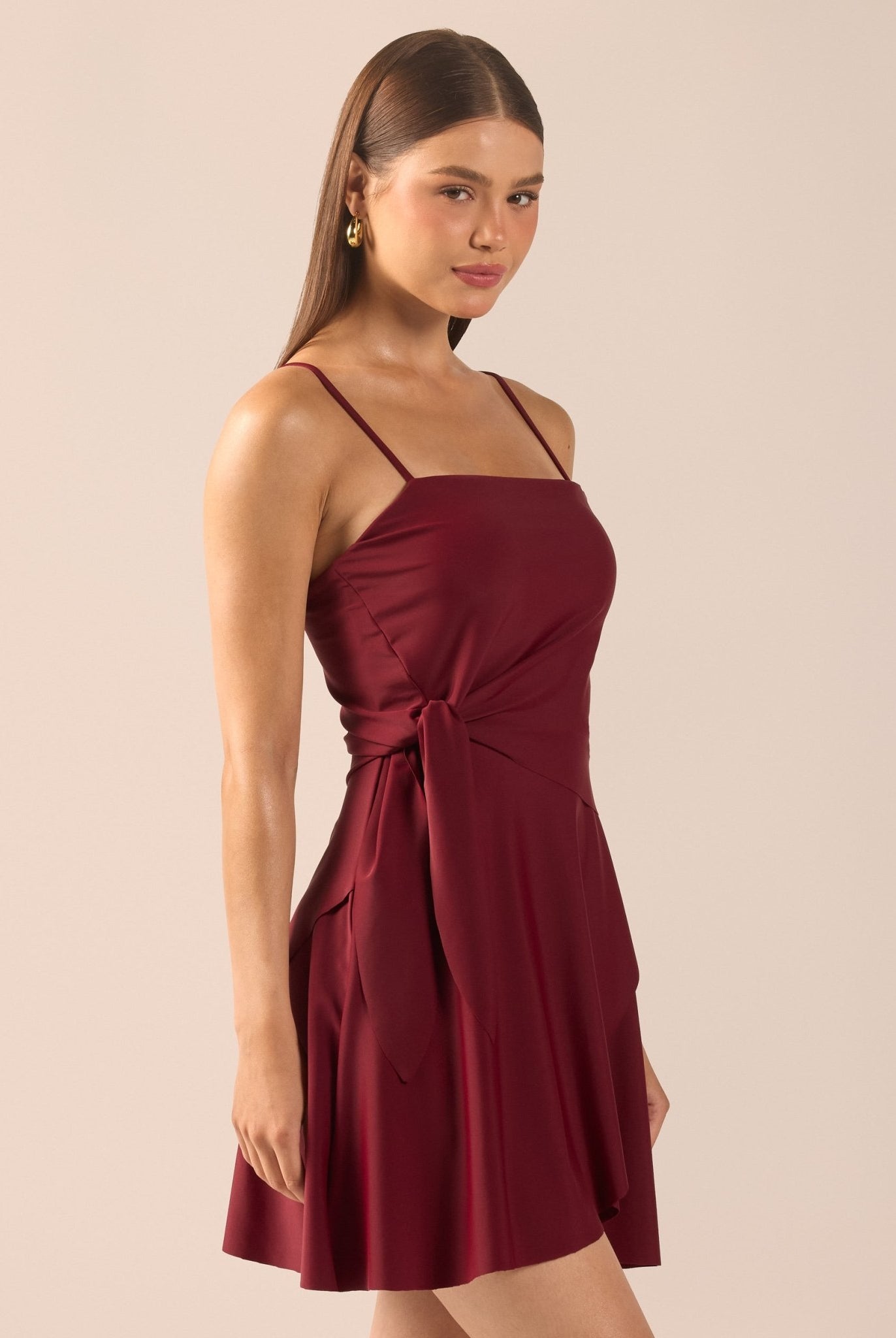 Burgundy Spaghetti Strap Swimwear - shopaleena